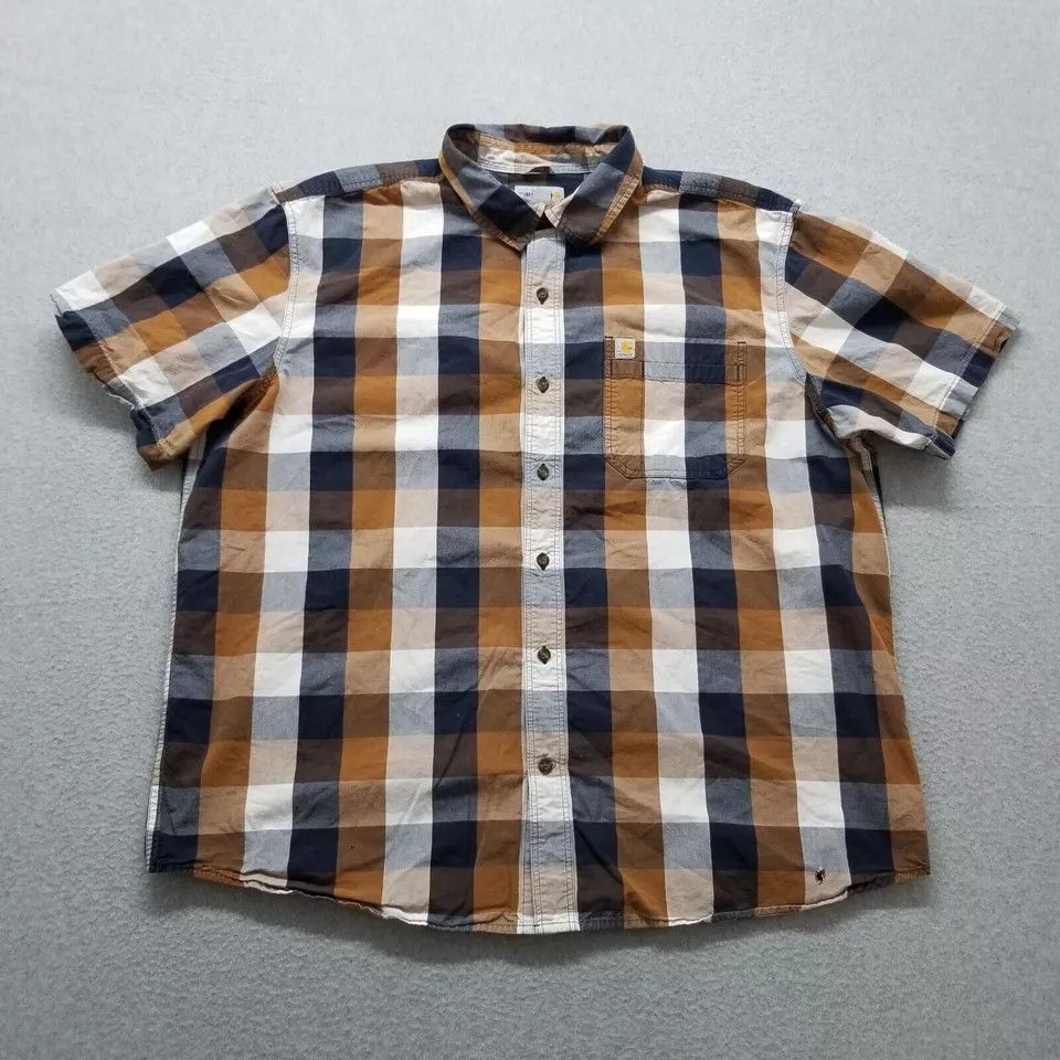 Carhartt Carhart Shirt Mens 2XL Check Button Up Short Sleeve Pocket Size US XXL / EU 58 / 5 - 1 Thumbnail