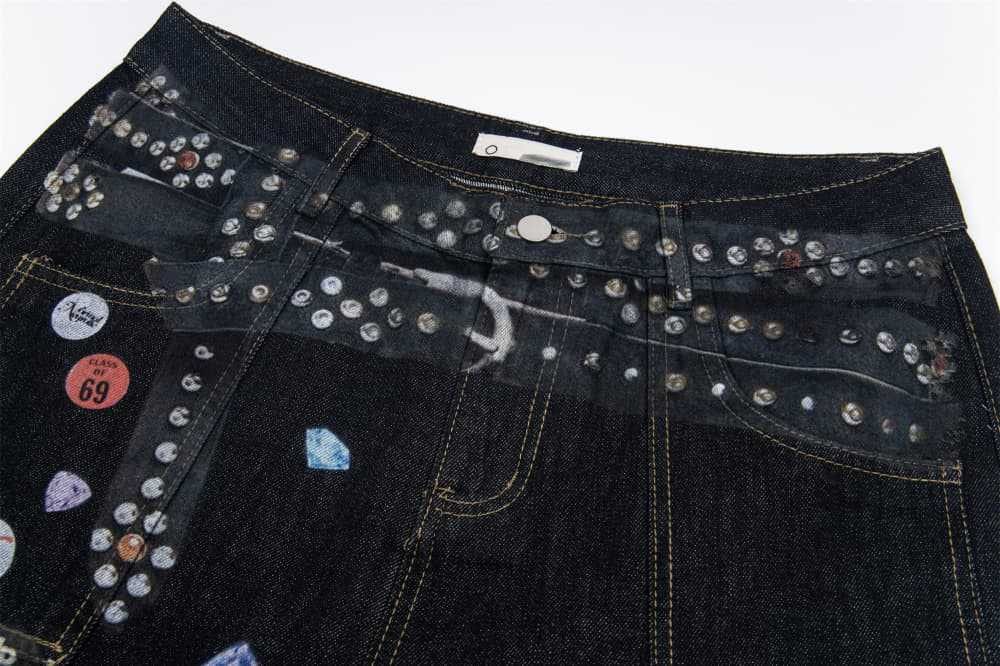 Japanese Brand × Jean Men's street-rocking loose wide-leg hip-hop jeans Size US 32 / EU 48 - 3 Thumbnail