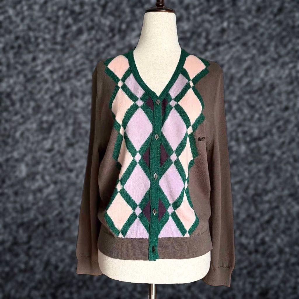 John Smedley John Smedley Merino Wool Argyle Plaid Cardigan Sweater XL Womens Multicolor Size XL / US 12-14 / IT 48-50 - 1 Thumbnail