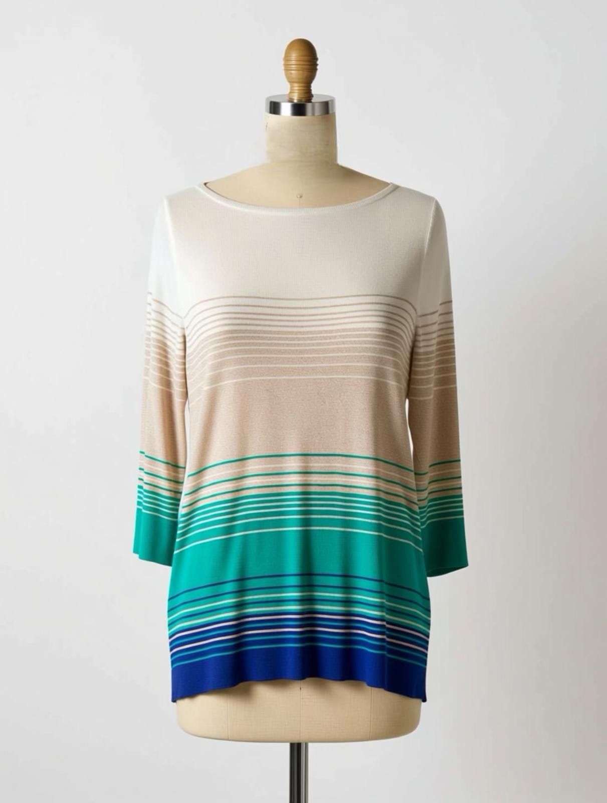 Other White House Black Market Striped Rayon Blend Sweater Top, L Size L / US 10 / IT 46 - 1 Thumbnail