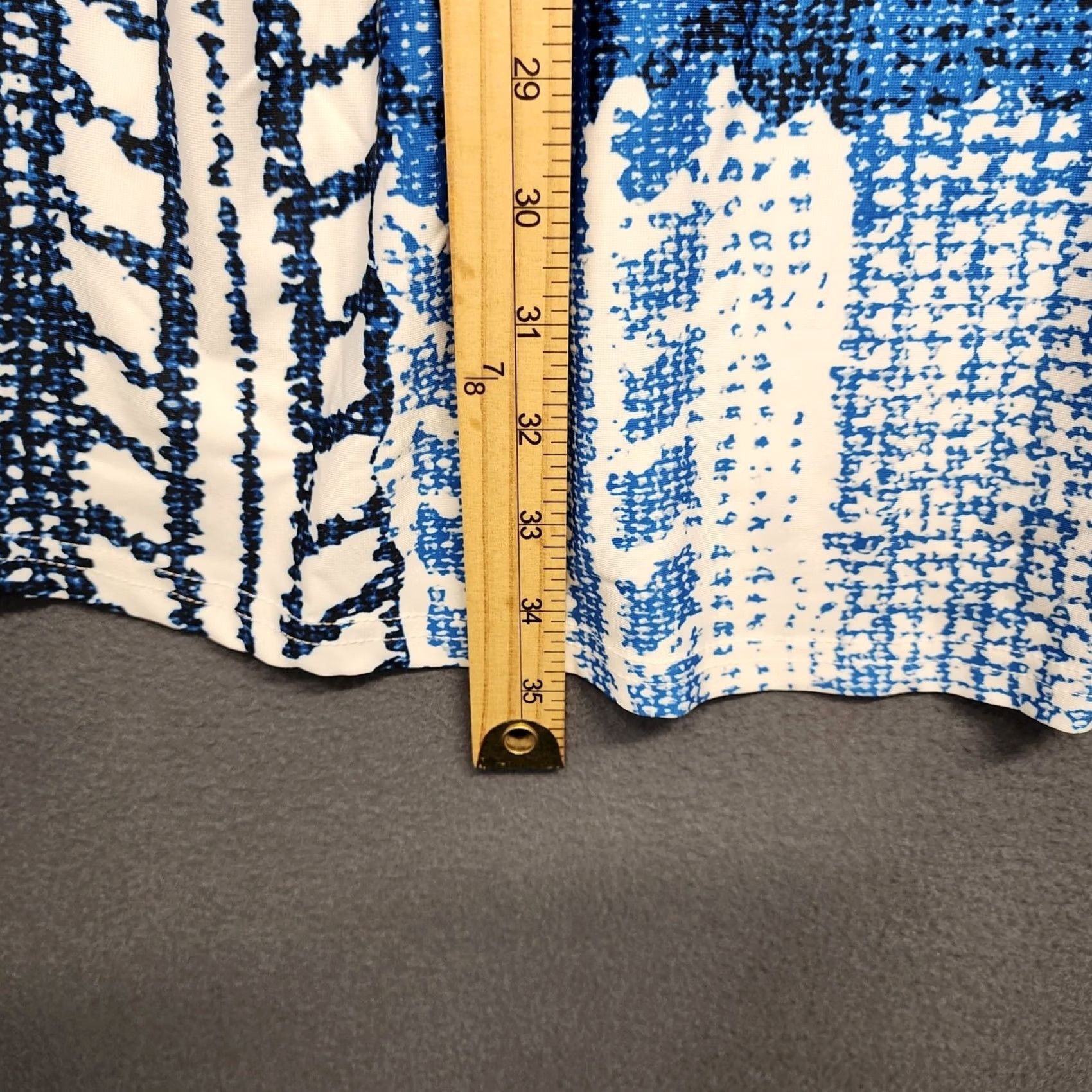 Vintage Lily by Firmiana Womens Top 3XL Blue Abstract V Neck Stretch Long Sleeve Tunic Size XXL / US 16-18 / IT 52-54 - 5 Thumbnail