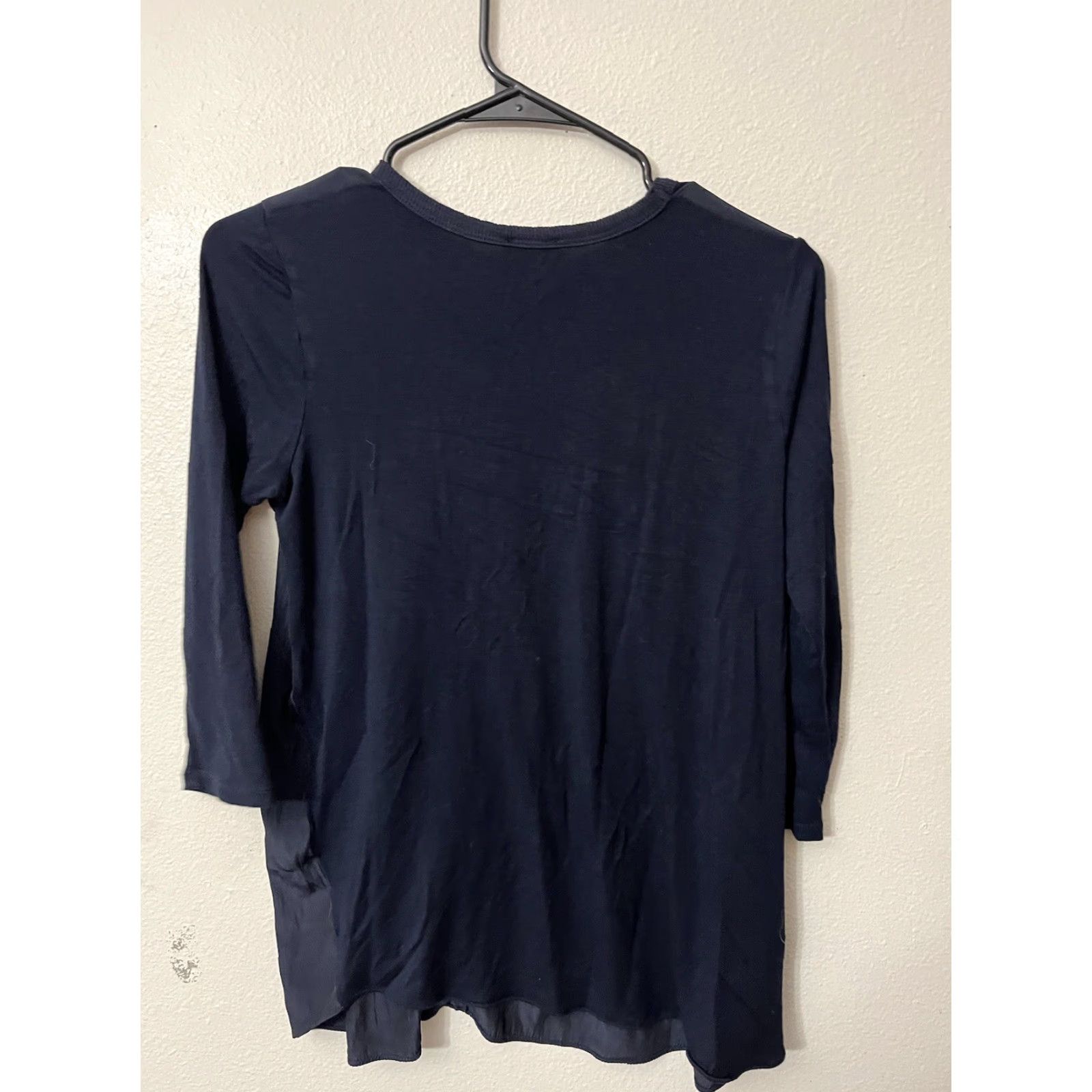 Vintage Lola & Sophie Blouse Size Small Navy Blue Polyester Pullover Formal Women Size S / US 4 / IT 40 - 2 Thumbnail