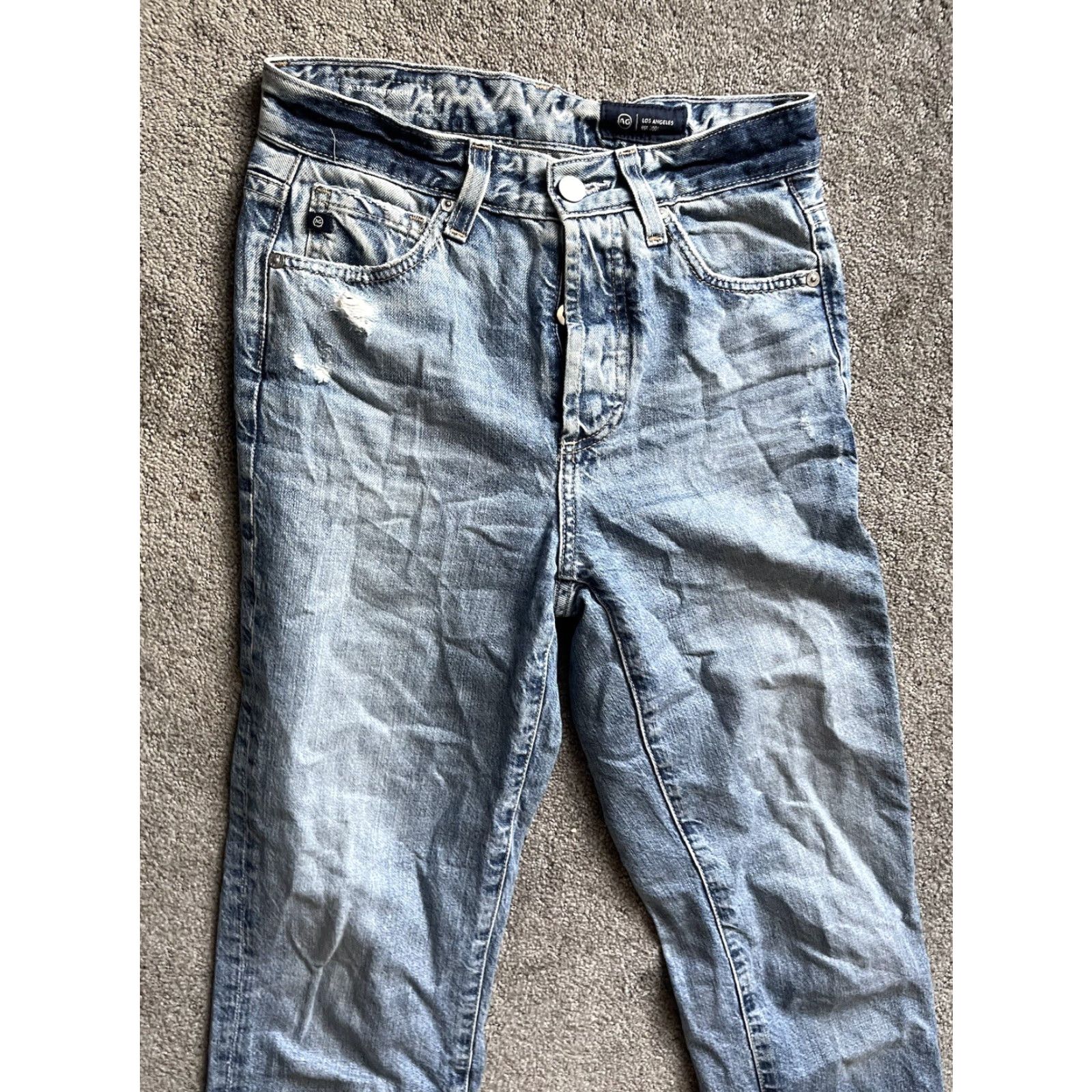 Vintage VINTAGE AG Adriano Goldschmied Jeans Womens Alexxis Straight High Rise 24 Blue Denim 90s Style Size 42" / US 20 - 4 Thumbnail
