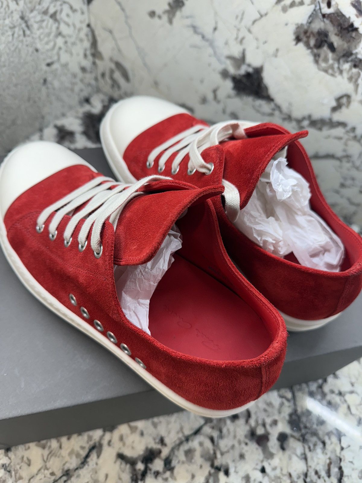Rick Owens Rick Owens Extreme Lo Red Suede Trainers Size 41 Size US 8 / EU 41 - 8 Thumbnail