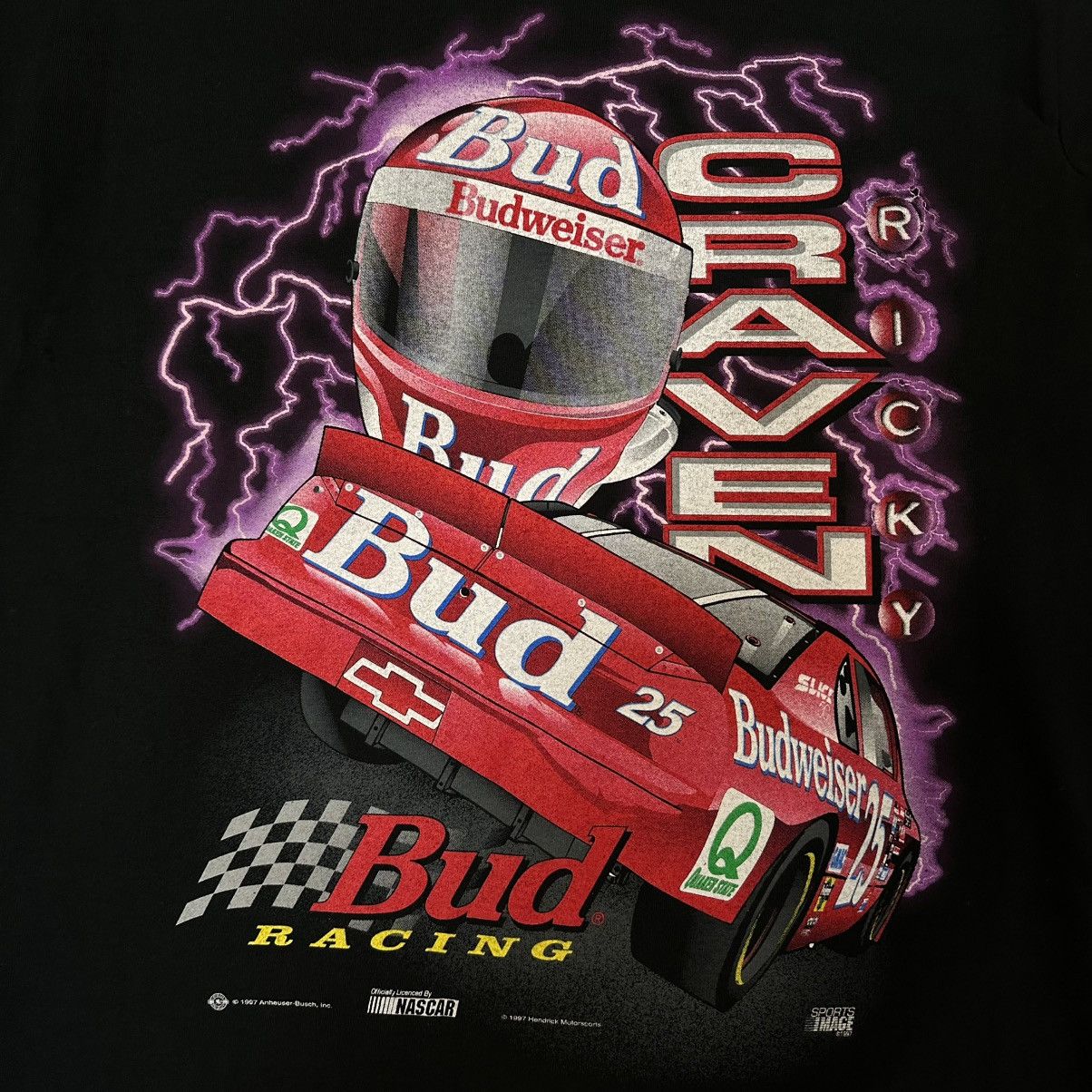 NASCAR Crazy vintage 90s Ricky Craven Budweiser double sided nascar Size US M / EU 48-50 / 2 - 2 Thumbnail