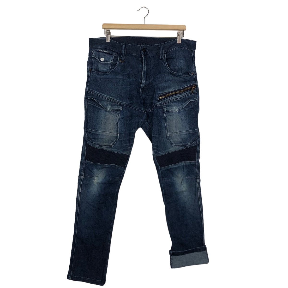Japanese Brand 🔥PUNK DESIGN DISTRESSED DENIM JEANS I’Z FRONTIER JAPAN Size US 35 - 7 Thumbnail