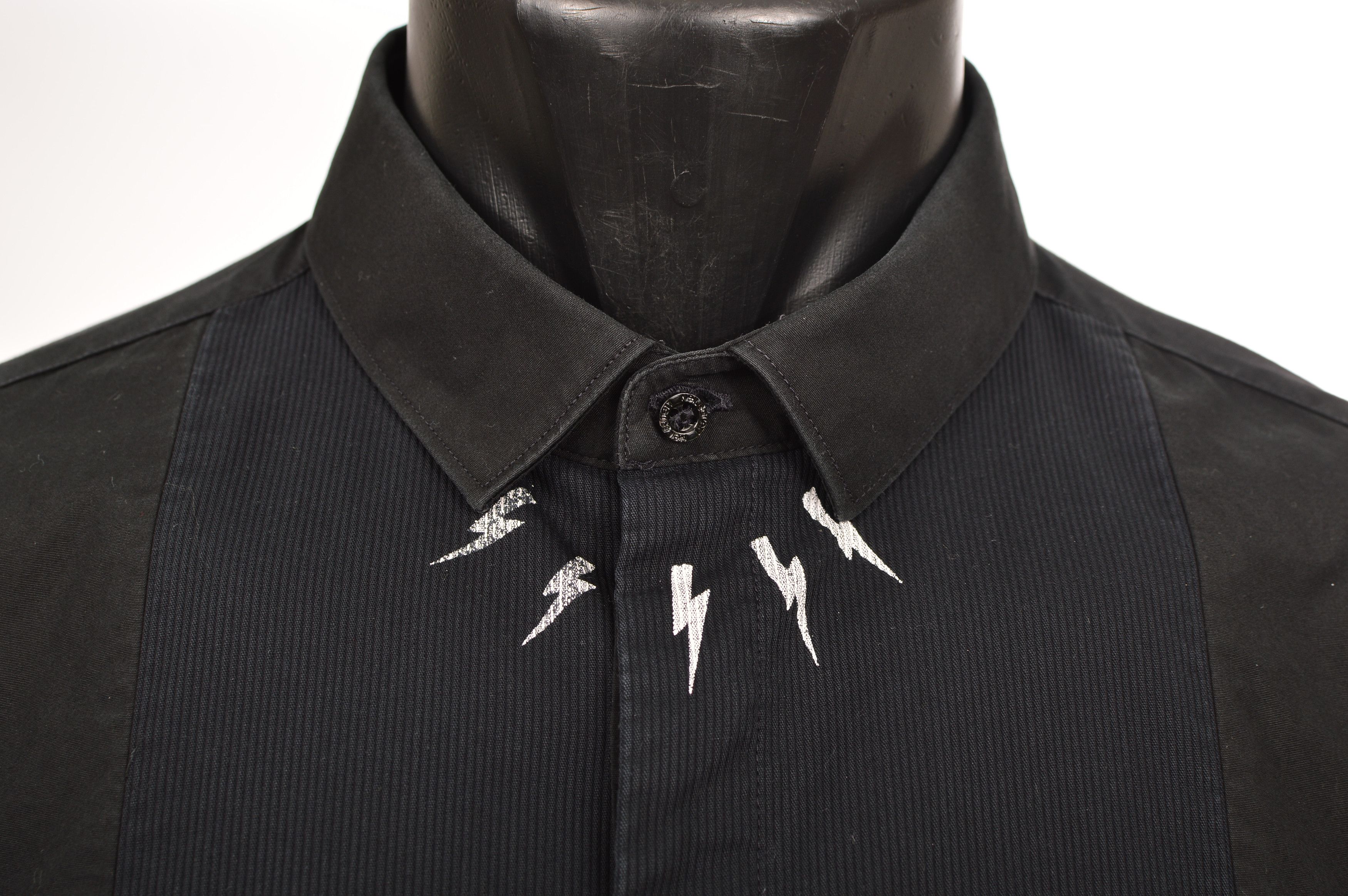 Neil Barrett Neil Barrett Thunderbolt Mixed Fabrics Button Shirt Size US L / EU 52-54 / 3 - 2 Thumbnail