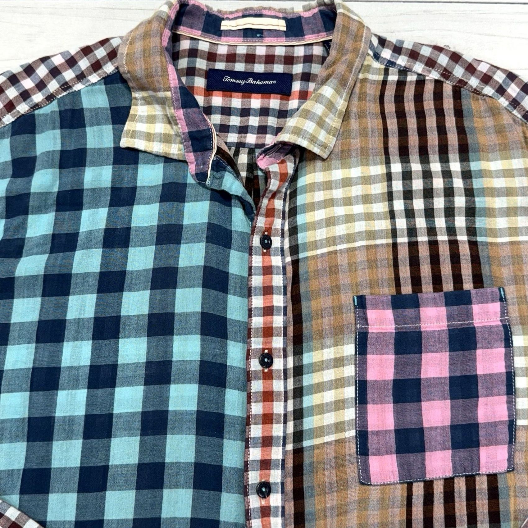 Tommy Bahama Tommy Bahama Shirt XXL Colorful Loud Carnival Mixer Plaid Button Front Size US XXL / EU 58 / 5 - 2 Thumbnail