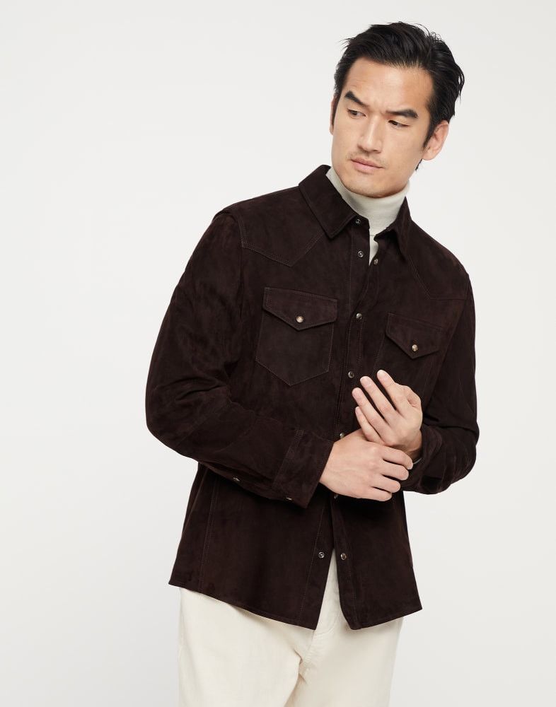 Brunello Cucinelli o1w1db10924 Men'S Leather Shirt in Black Size US XL / EU 56 / 4 - 1 Preview