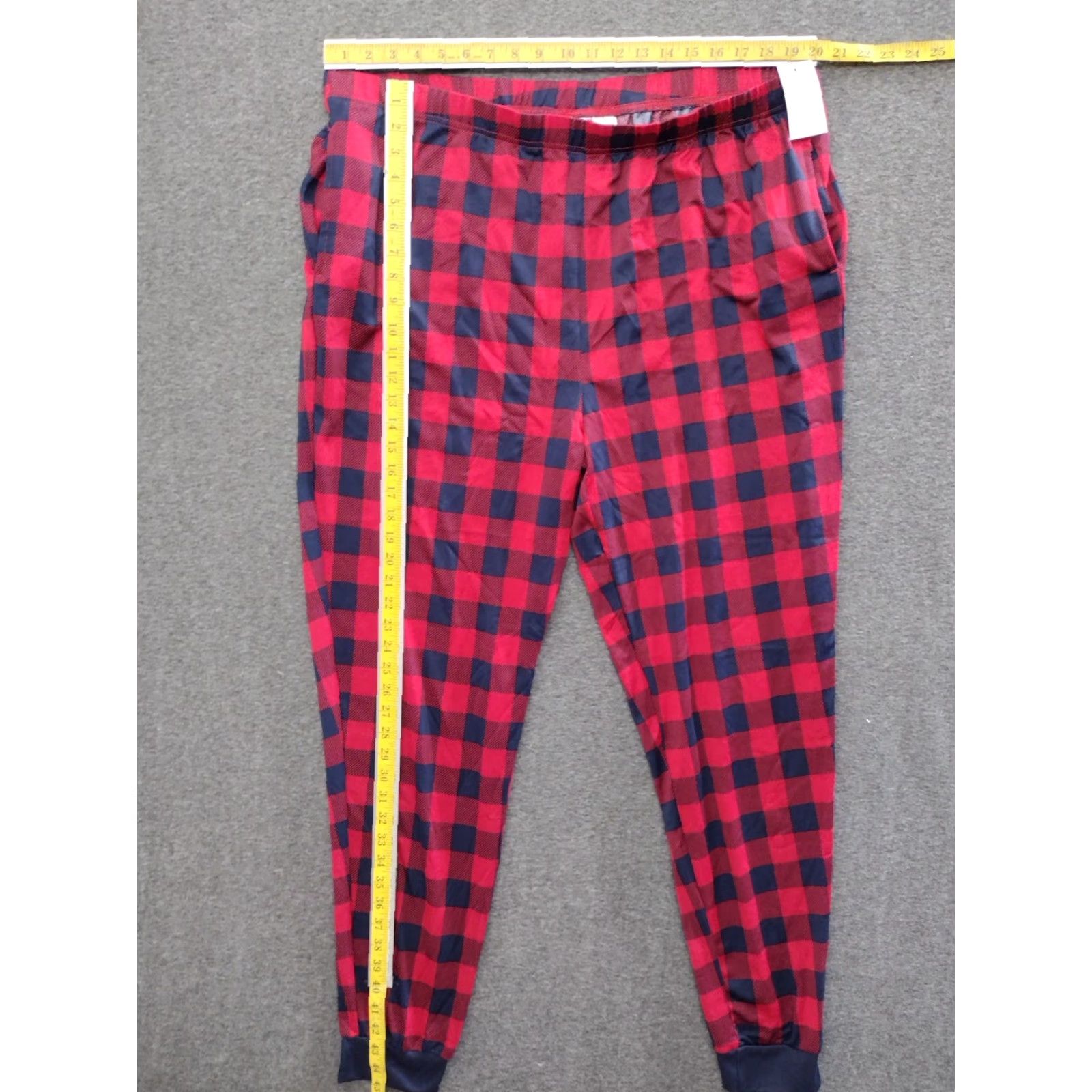 Vintage Dearfoams Men's Red & Black Plaid Pajama Pants 2XL Lounge Pants with Pockets, Holiday Flannel Blended Fabric Shirt Size US 39 - 4 Thumbnail