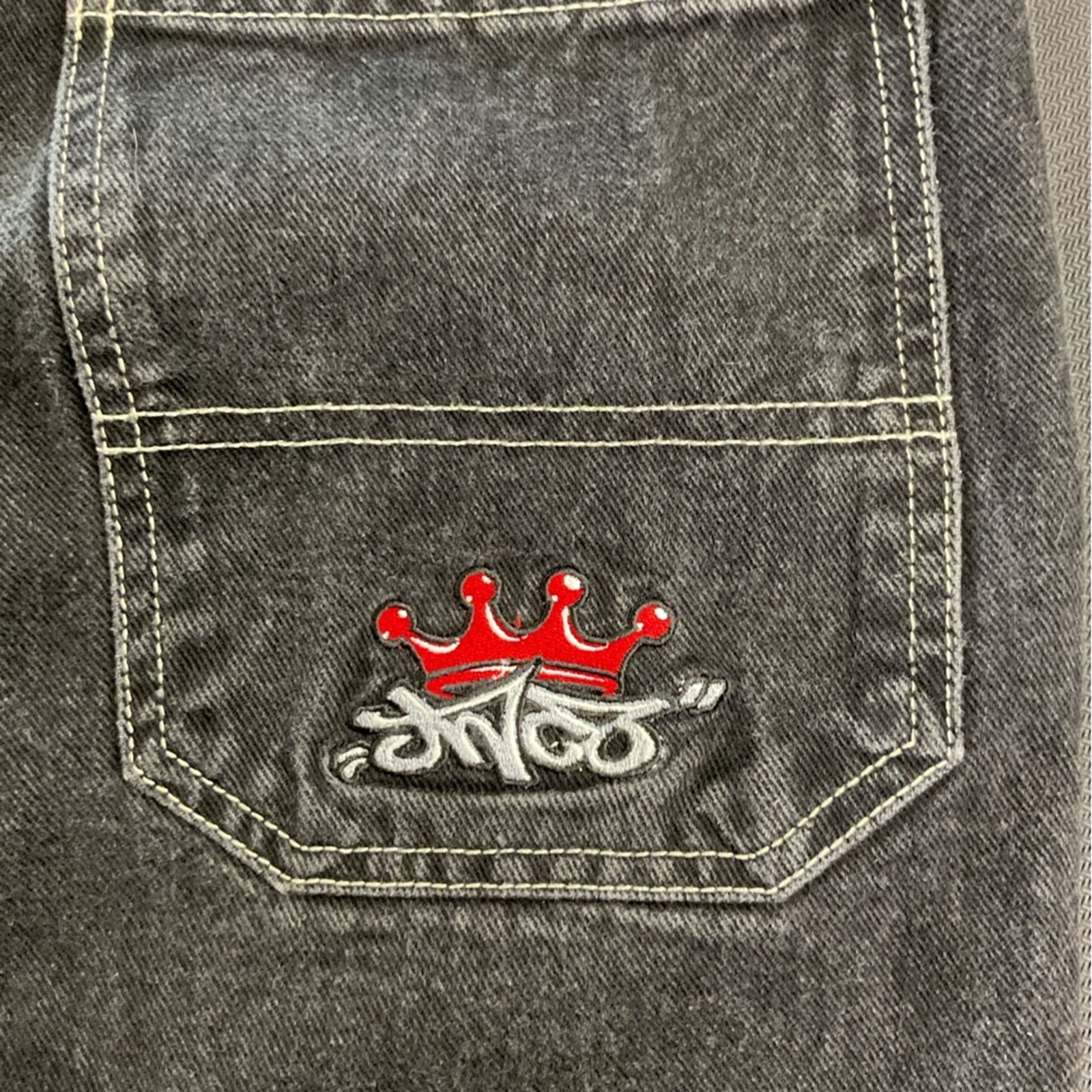 JNCO JNCO Crown Embroidered Yellow tag Black Denim Jeans Size US 28 / EU 44 - 6 Thumbnail