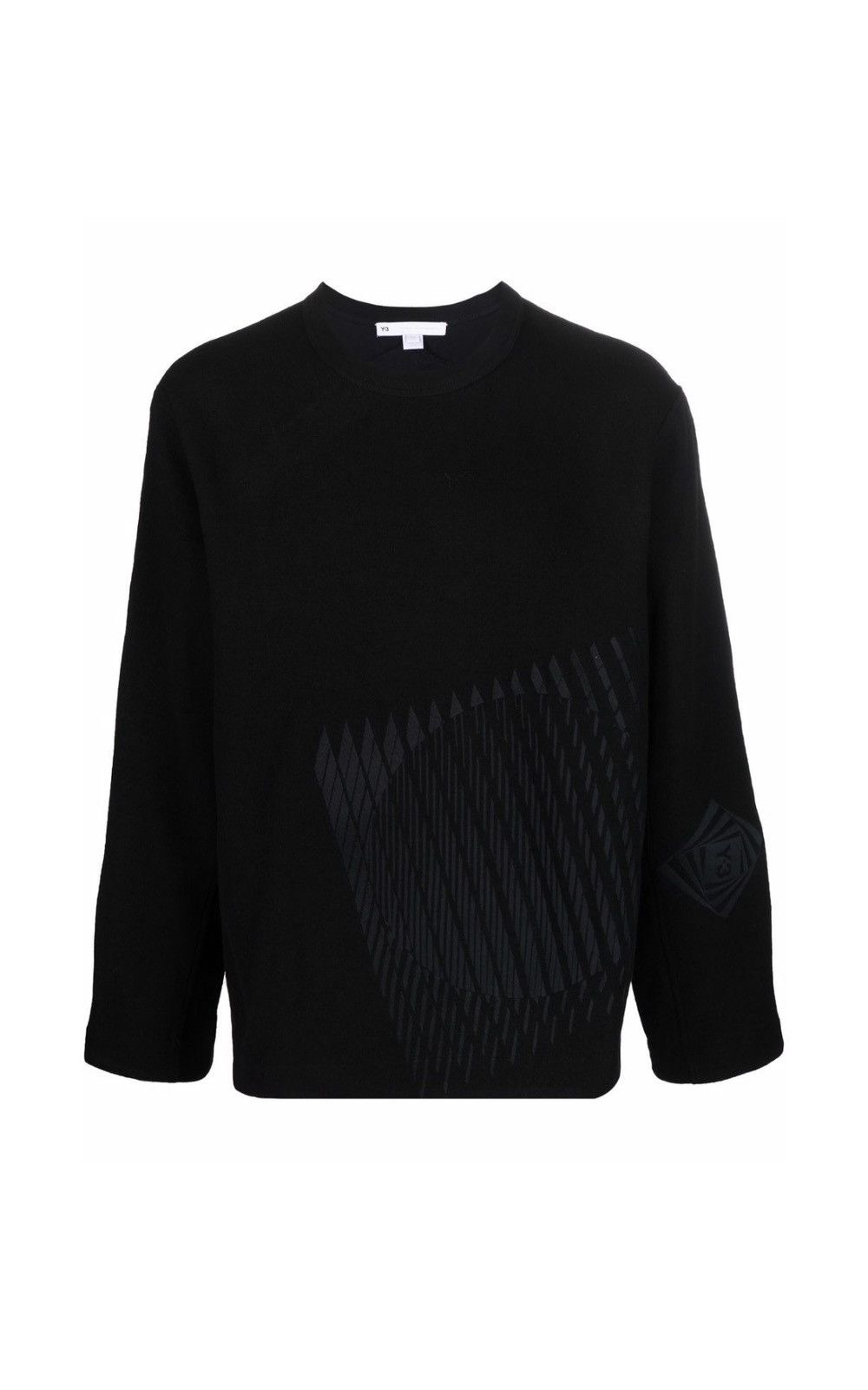 image of Y 3 Y-3 Graphic-Print Long-Sleeved Jumper in Black, Men's (Size Small)