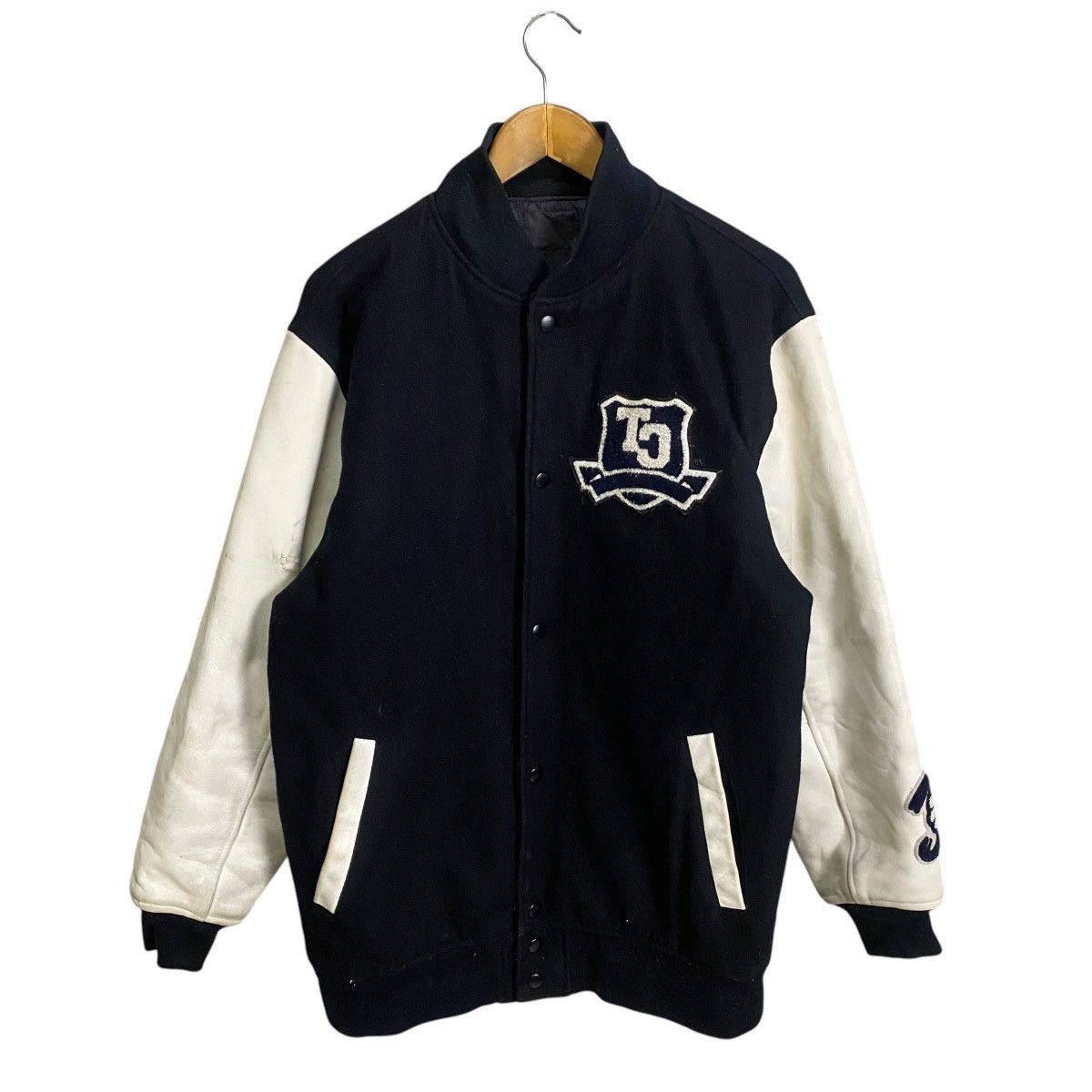 Vintage Vintage Y2k varsity jacket leather sleeve Size US L / EU 52-54 / 3 - 1 Thumbnail