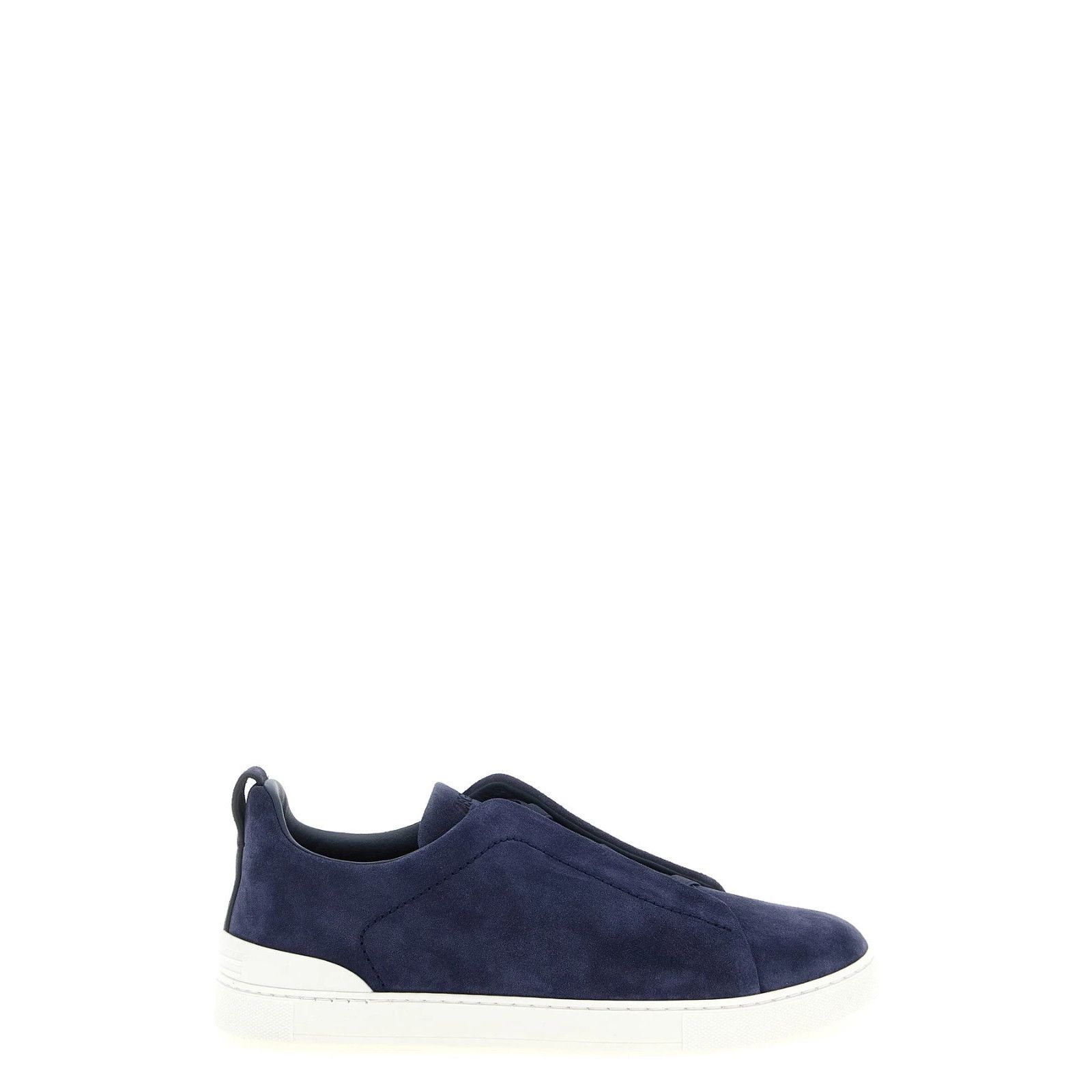 ZEGNA Triple Stitch Blue Suede Low Top Sneakers New (Men's s