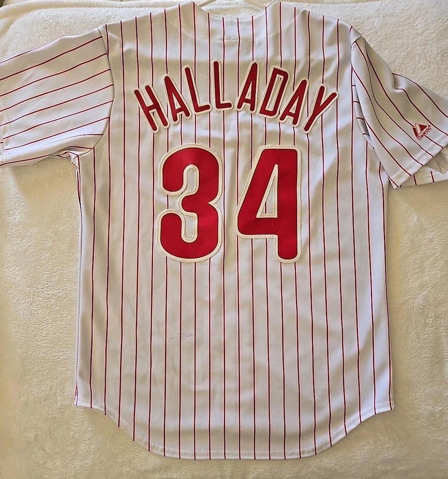 Roy Halladay Philadelphia Phillies Jersey Sz M + Cap Sewn #