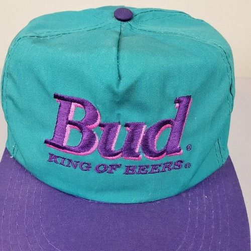 Other Vintage Bud King of Beers Teal Purple Snapback Hat Size ONE SIZE - 3 Thumbnail