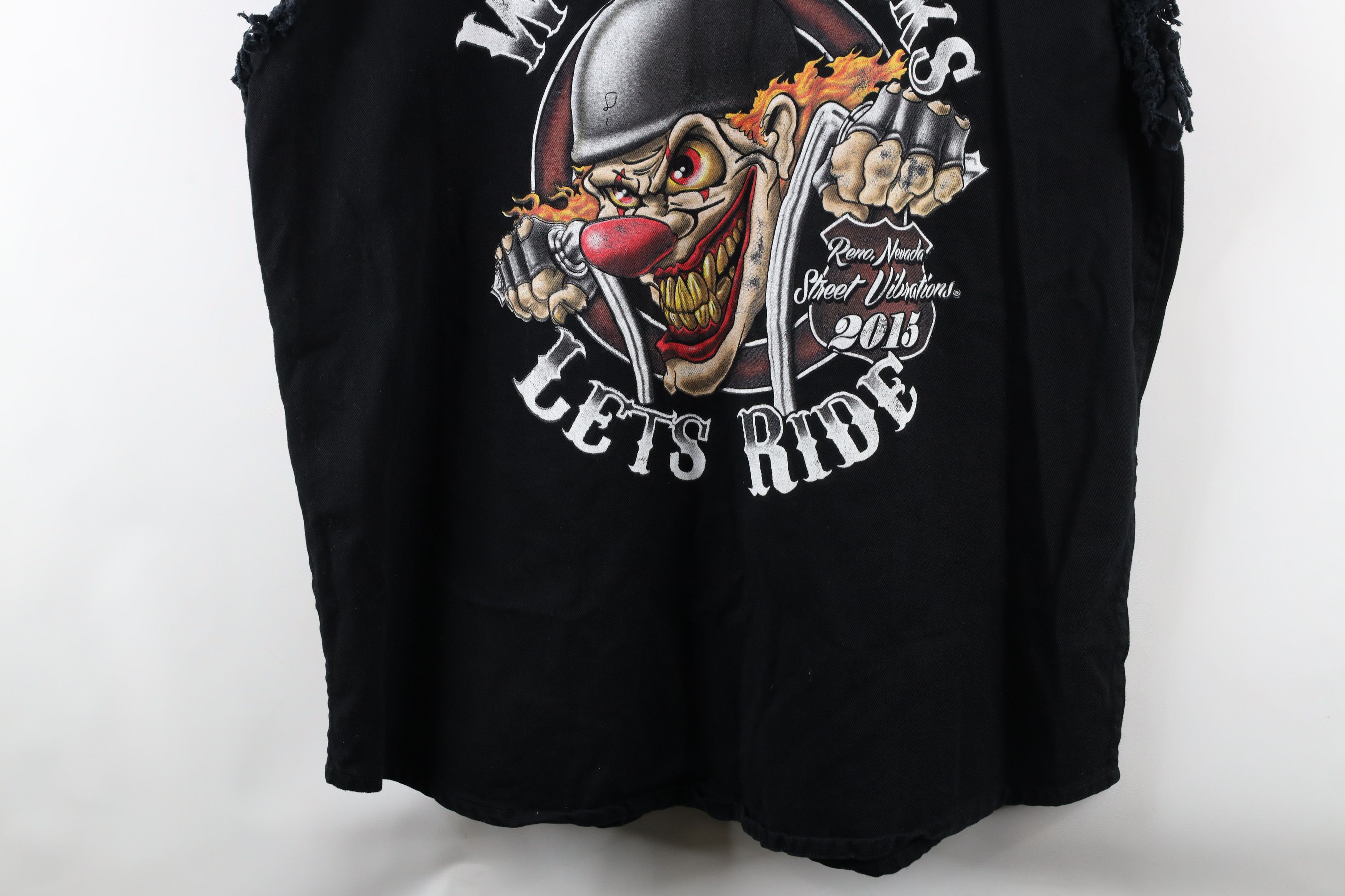 Vintage Vintage Y2K Work Sucks Motorcycle Clown Cut Off Shirt Size US XXL / EU 58 / 5 - 14 Thumbnail