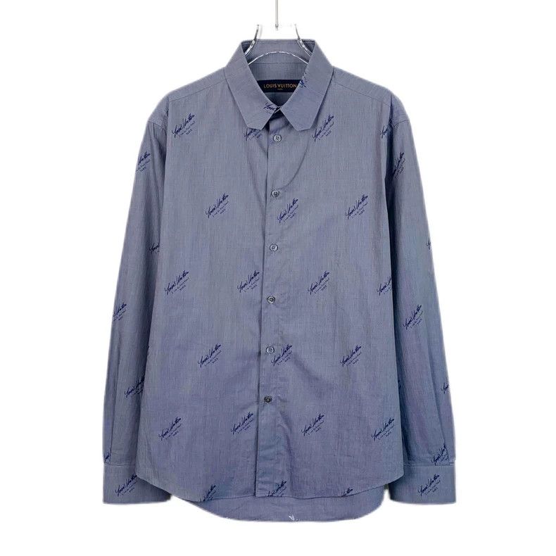 Louis Vuitton Louis Vuitton Blue logo printed cotton lapel long sleeve s Size US M / EU 48-50 / 2 - 1 Thumbnail