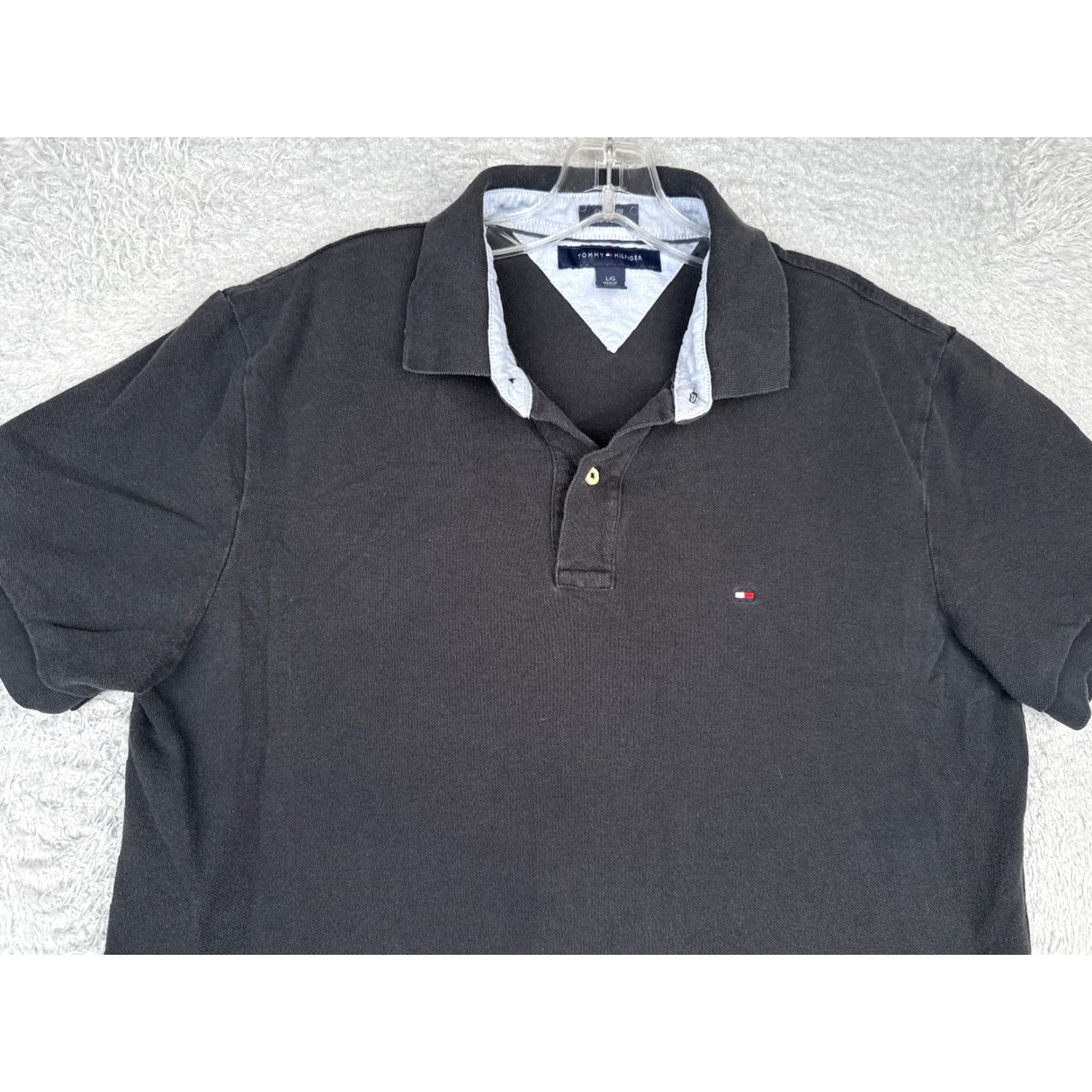 Tommy Hilfiger Tommy Hilfiger Polo Shirt Men L Black Cotton Short Sleeve Slim Fit/Custom Fit Read Size US L / EU 52-54 / 3 - 4 Thumbnail