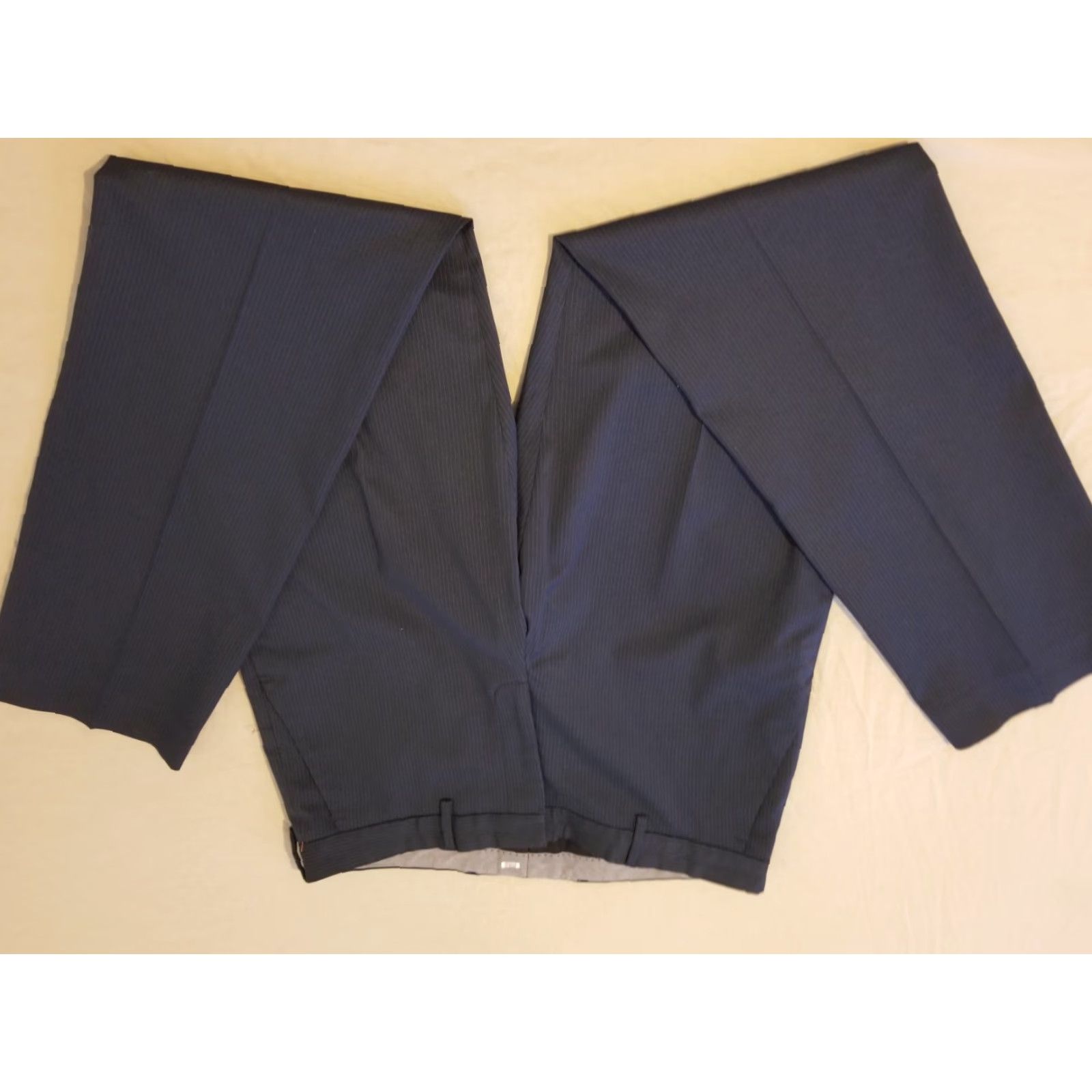 Express Mens Express Dress Pants 34 Inseam 32 Navy Blue Stripes Chino Trouser Slacks Dress Pants Regular Size 34 Mens Size US 34 / EU 50 - 3 Thumbnail