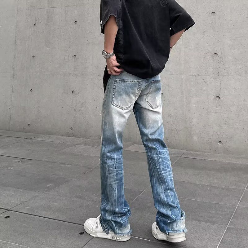 Japanese Brand Men's straight-leg washed distressed flared jeans Size US 32 / EU 48 - 2 Thumbnail