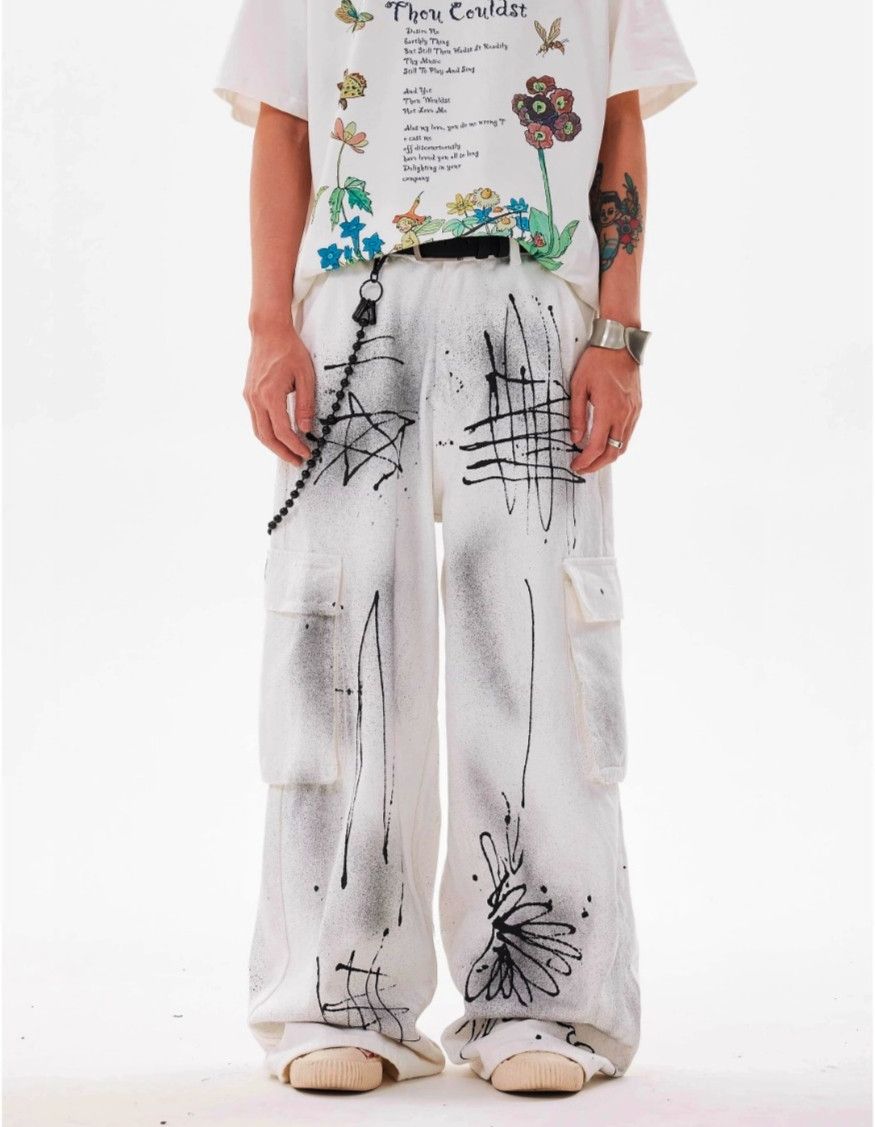 Jean × Vintage Inkjet Graffiti Dirty Jeans Multi-pocket Size US 29 - 1 Thumbnail