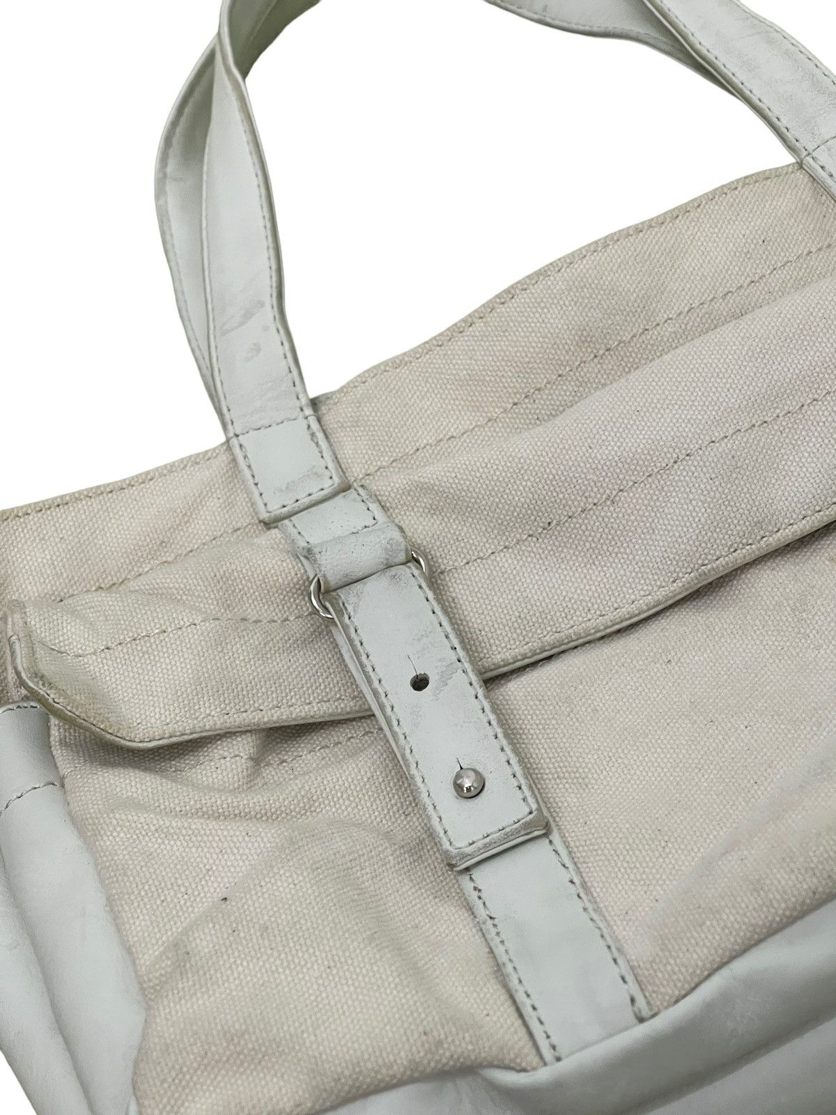 Yohji Yamamoto Yohji Yamamoto Tote Bag Leather Cotton Canvas Size ONE SIZE - 8 Thumbnail