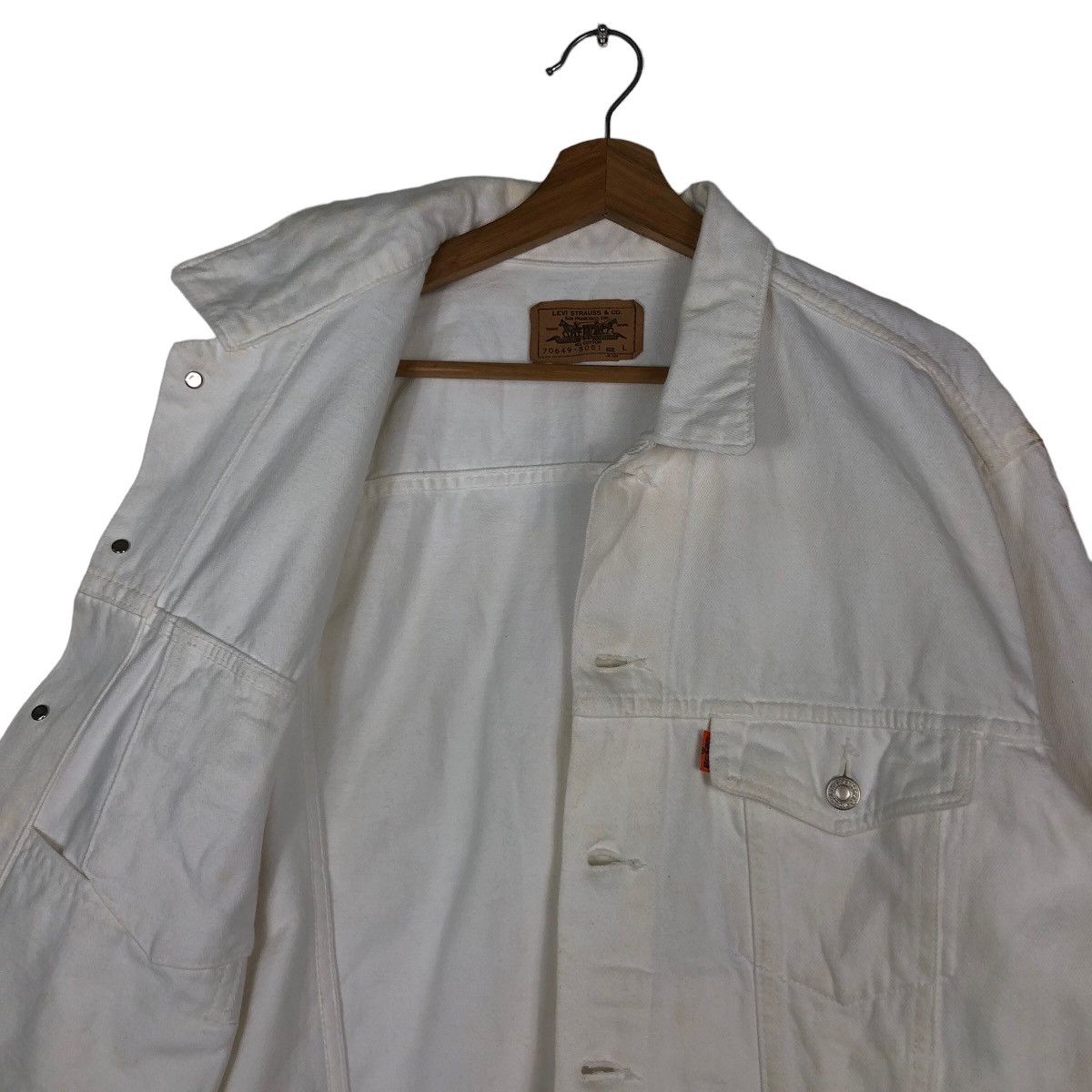 Levi's Vintage Trucker Denim Biker Jacket Levi’s White Rare Colour Size US L / EU 52-54 / 3 - 11 Thumbnail