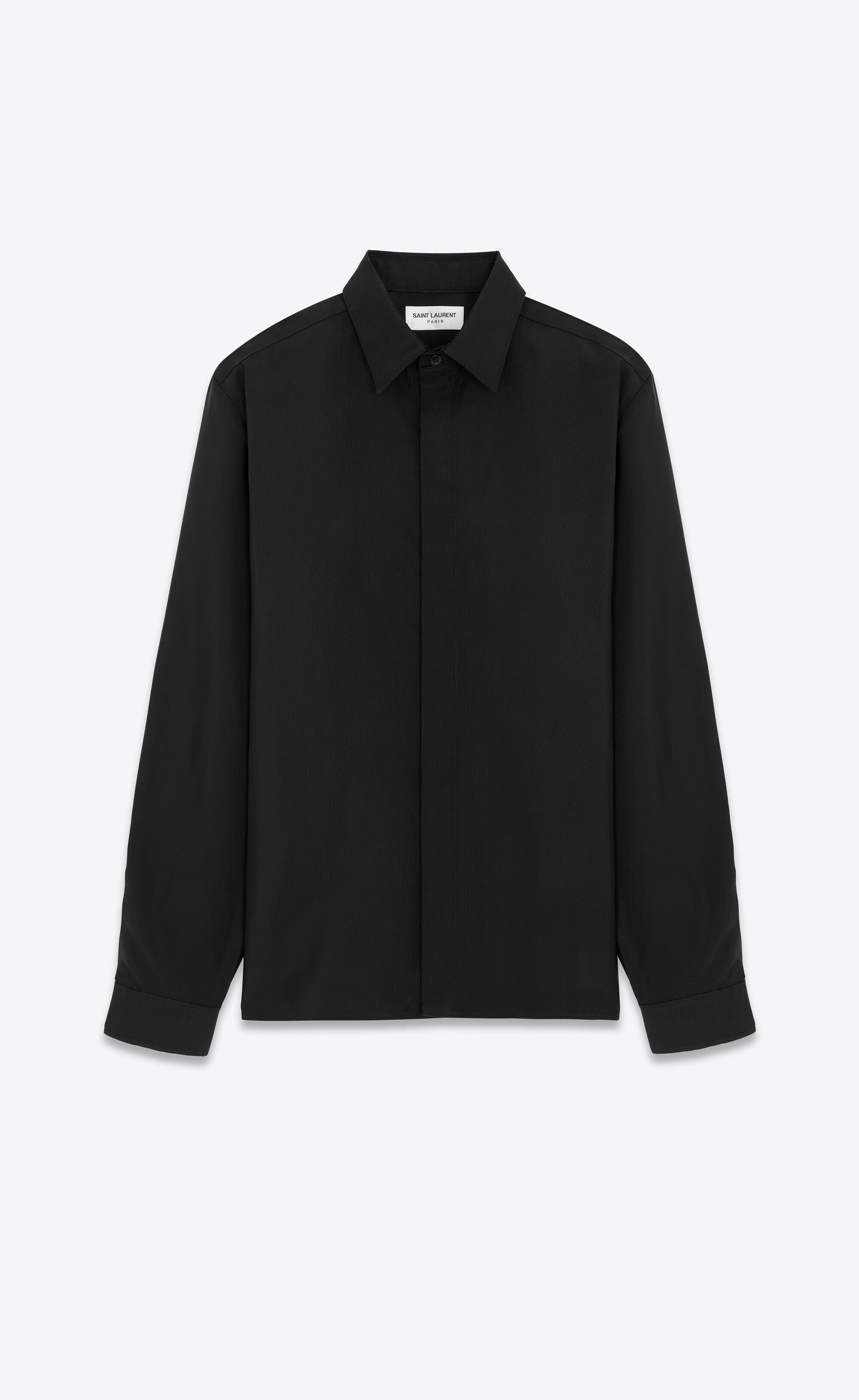 Saint Laurent Paris o1b1hav110225 782547 Shirt in Faille in Black Size US L / EU 52-54 / 3 - 1 Thumbnail