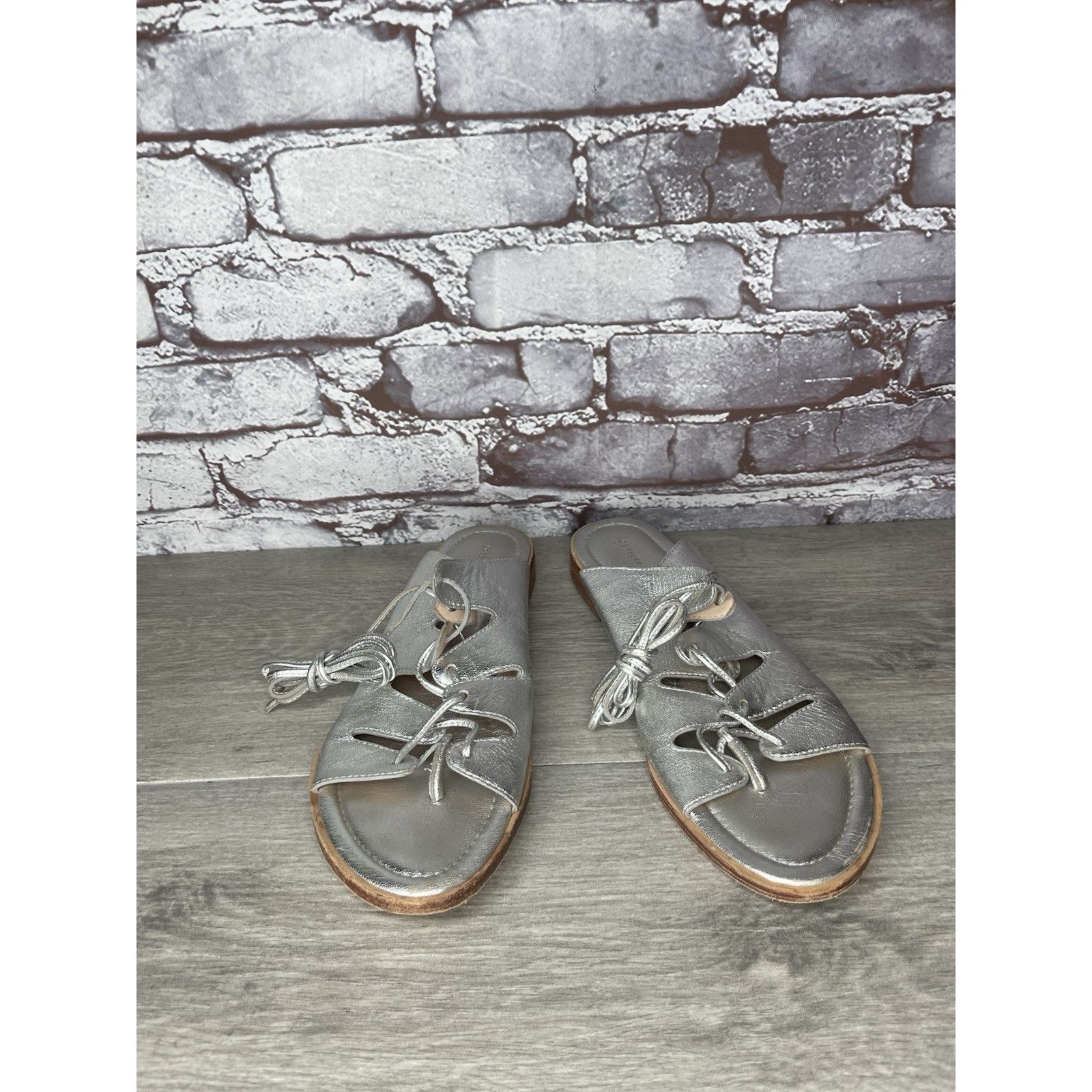 Loeffler Randall Loeffler Randall Kira GT Silver Metallic Thong Sandals Women Size US 9.5 / IT 39.5 - 15 Thumbnail