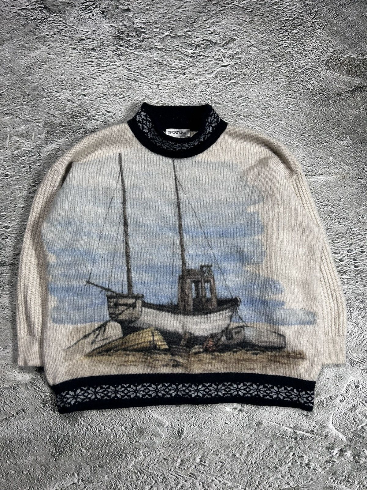 Max Mara × Sportmax Sportmax sweater vintage graphic boat Max Mara Size L / US 10 / IT 46 - 1 Thumbnail