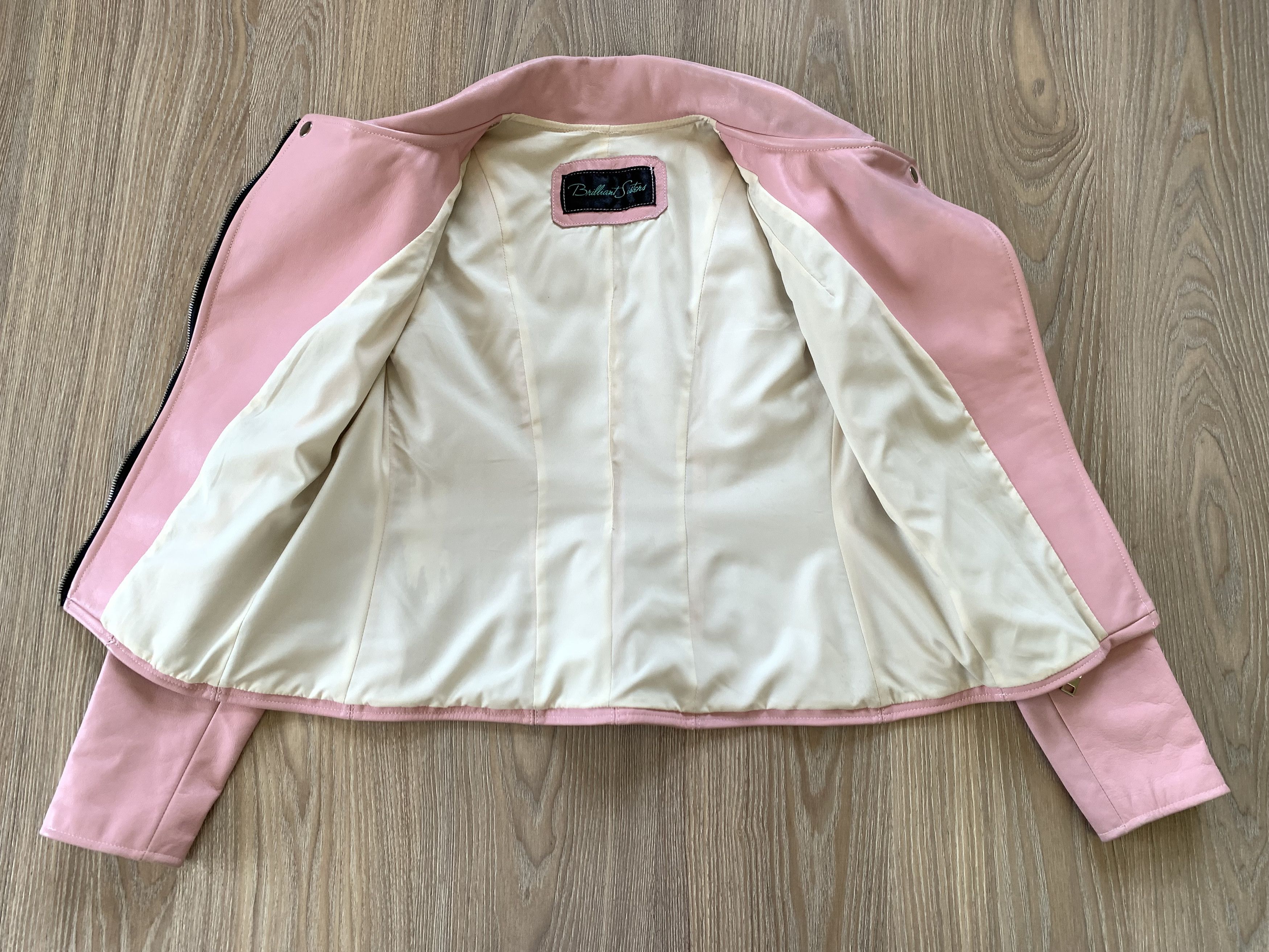 Designer Brilliant Sisters Pink Leather Biker Jacket Size XS / US 0-2 / IT 36-38 - 4 Thumbnail