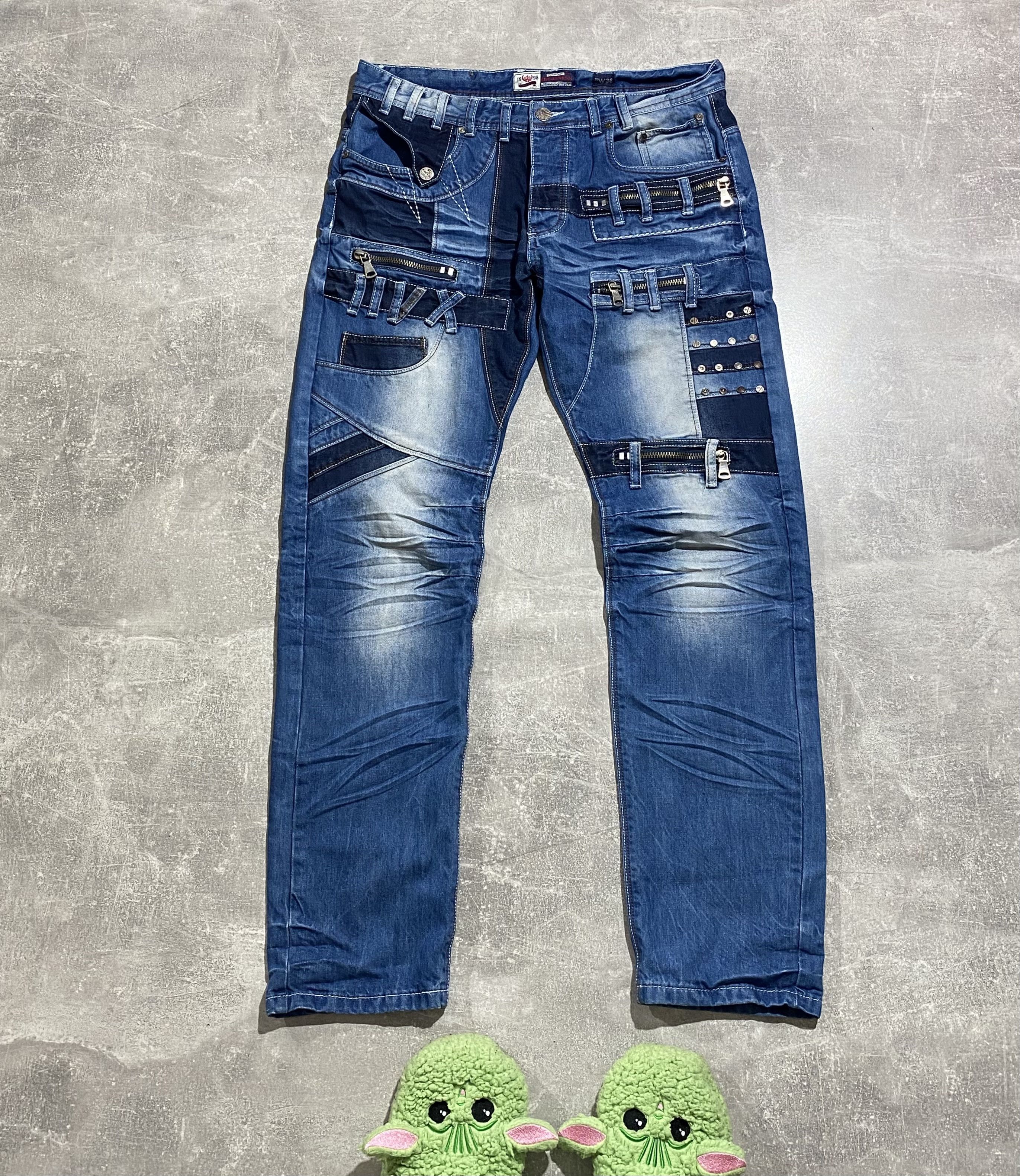 Pre-owned Avant Garde X Vintage Y2k Baggy Pants Denim Multi Pocket Jeans In Blue