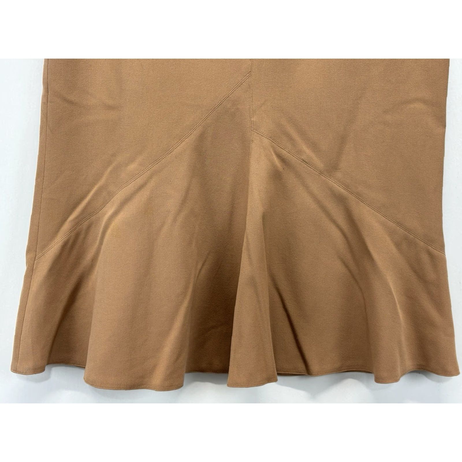 Vintage VINTAGE Newport News Skirt Midi Women 12 Beige Solid Zip Trumpet Belt Loops Size 34" / US 12 / IT 48 - 3 Thumbnail