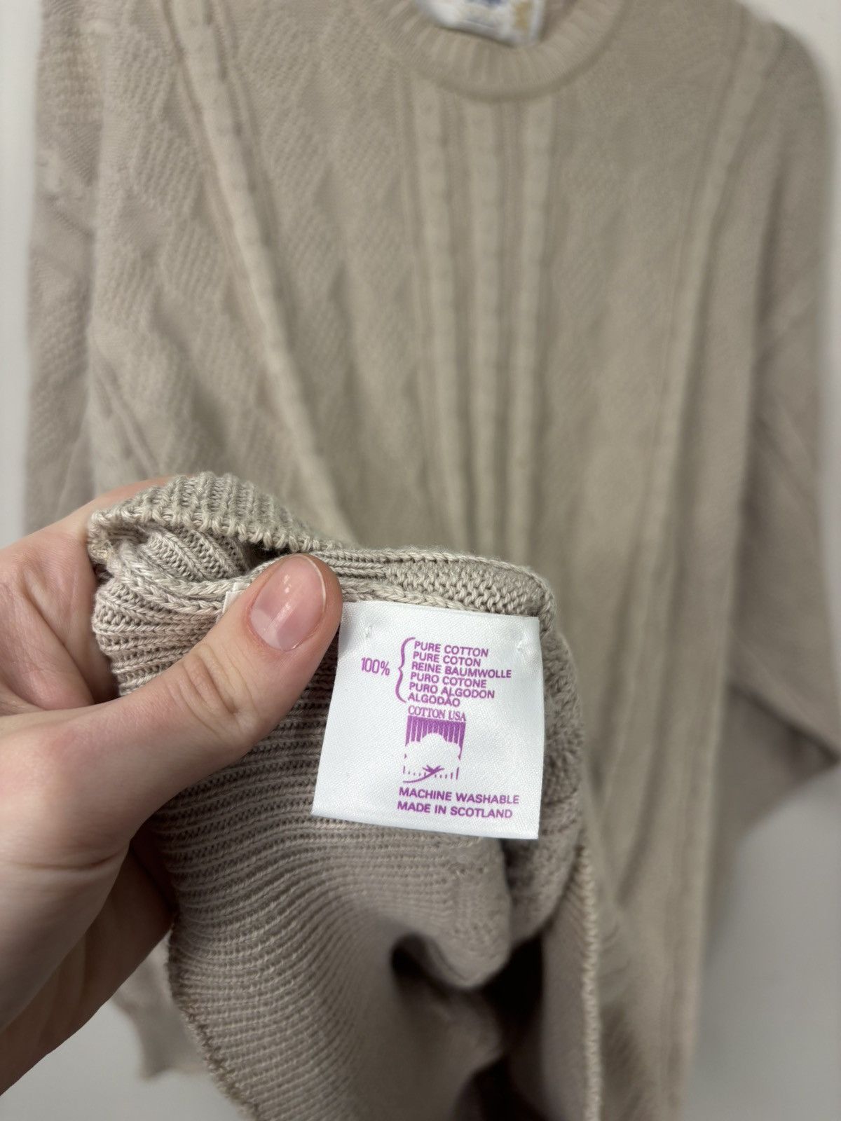 Pringle Of Scotland Vintage Pringle Of Scotland Beige Cable Knit Cotton Sweater Size US M / EU 48-50 / 2 - 12 Thumbnail