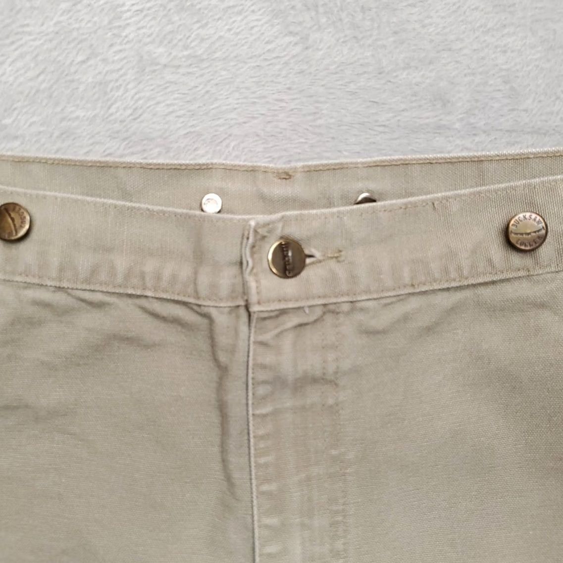 Carhartt Carhartt Shorts Mens 42 Khaki Canvas Carpenter Cargo Suspender Buttons B25 DES Mens 42 Khaki Canvas Carpenter Cargo Shorts with Suspender Buttons Size US 42 / EU 58 - 3 Thumbnail