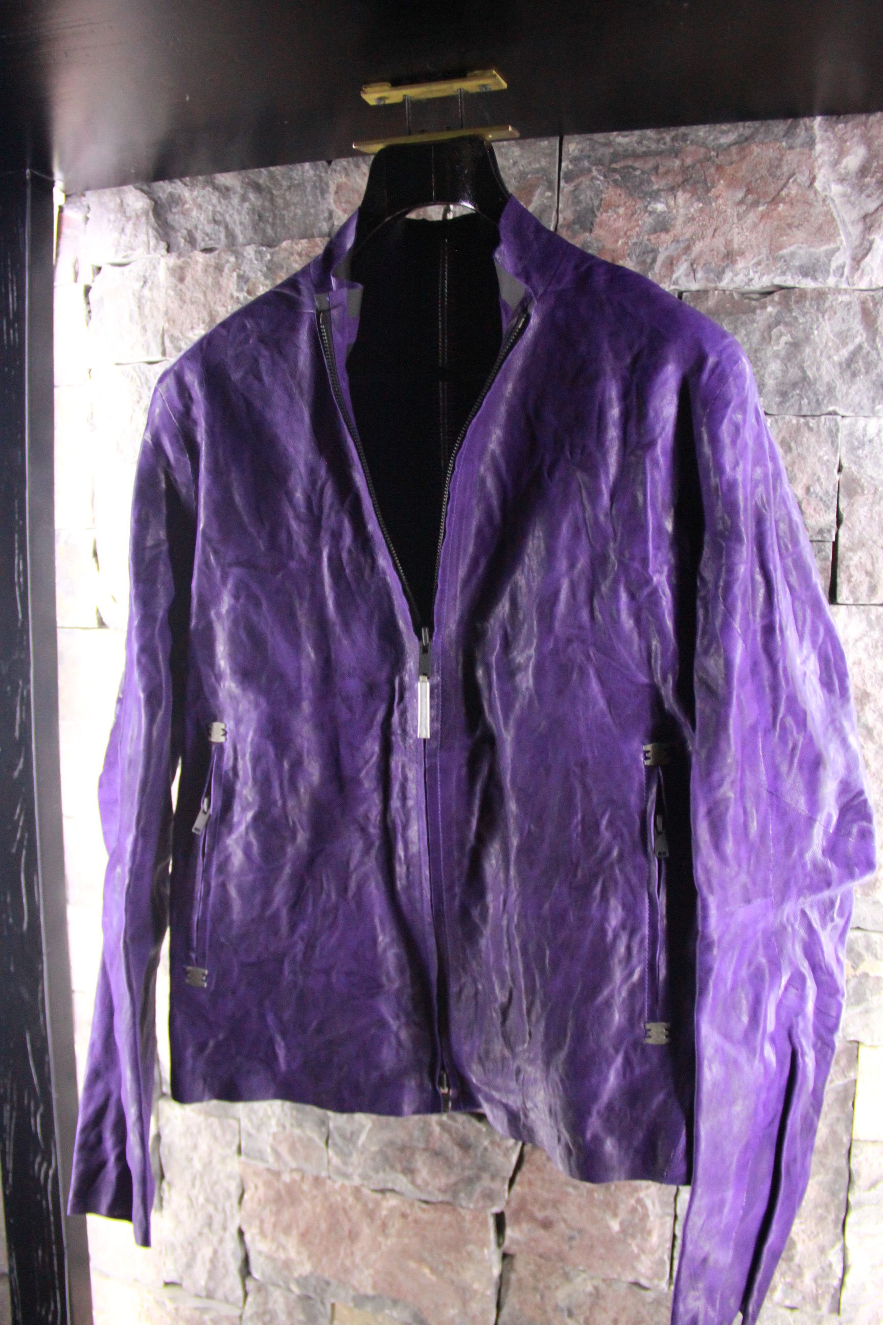 Isaac Sellam Experience Rick Owens Purple Iron Spine Leather Jacket Size US L / EU 52-54 / 3 - 2 Thumbnail