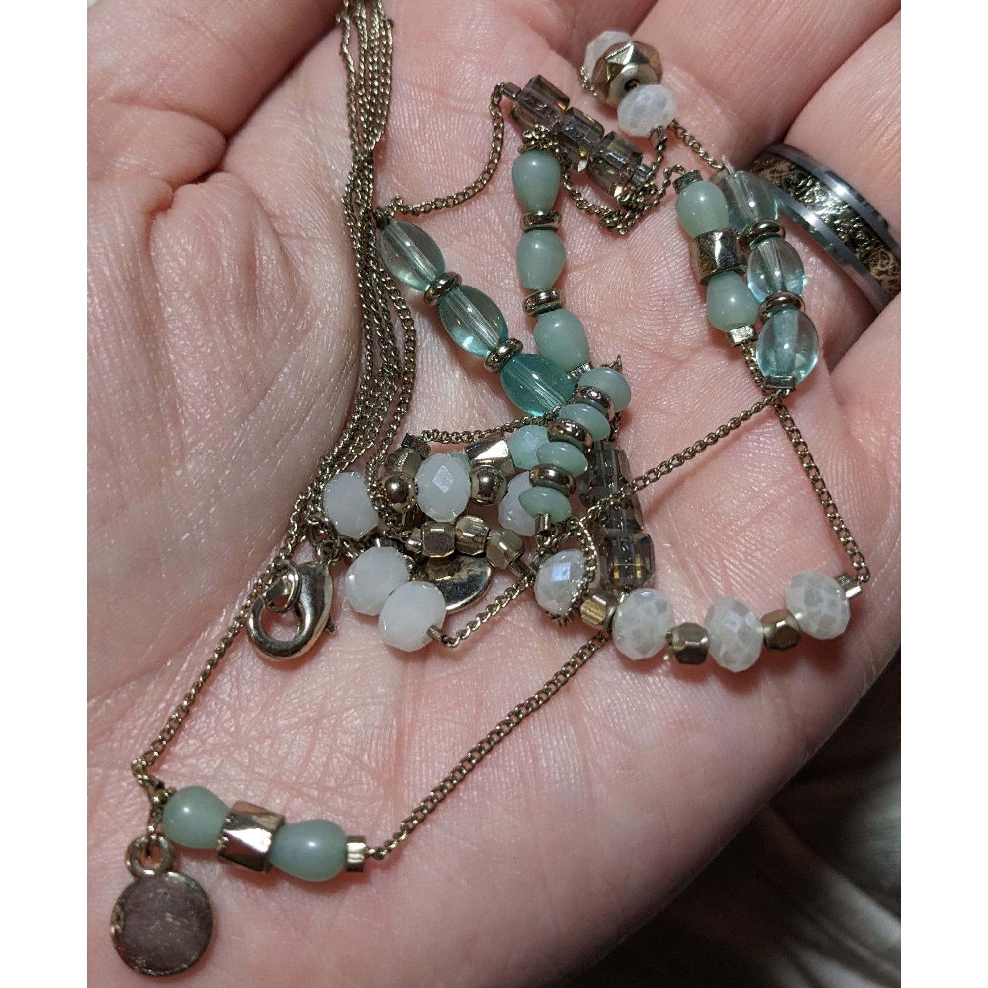 Other Minimalist Blue And Gold Beaded Station Necklace Size ONE SIZE - 10 Thumbnail