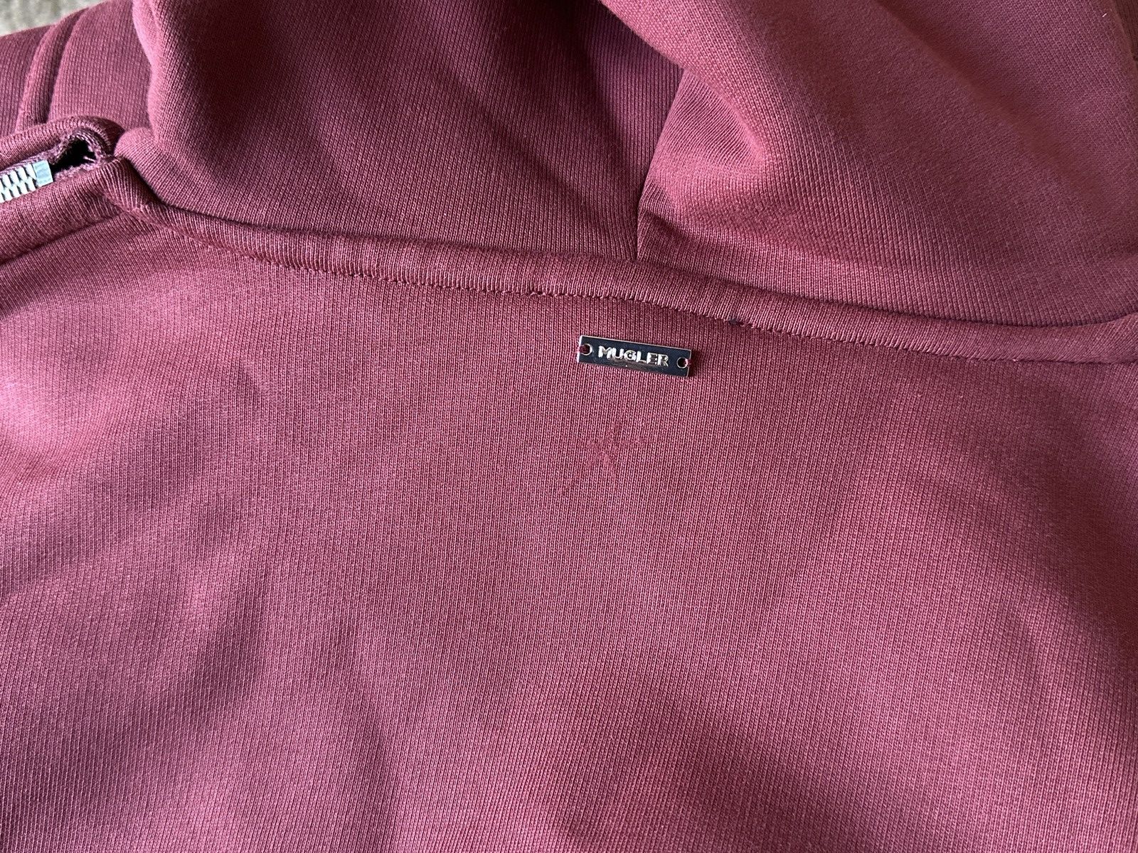 Mugler Mugler burgundy relaxed fit organic cotton fleece hoodie Size US M / EU 48-50 / 2 - 8 Thumbnail