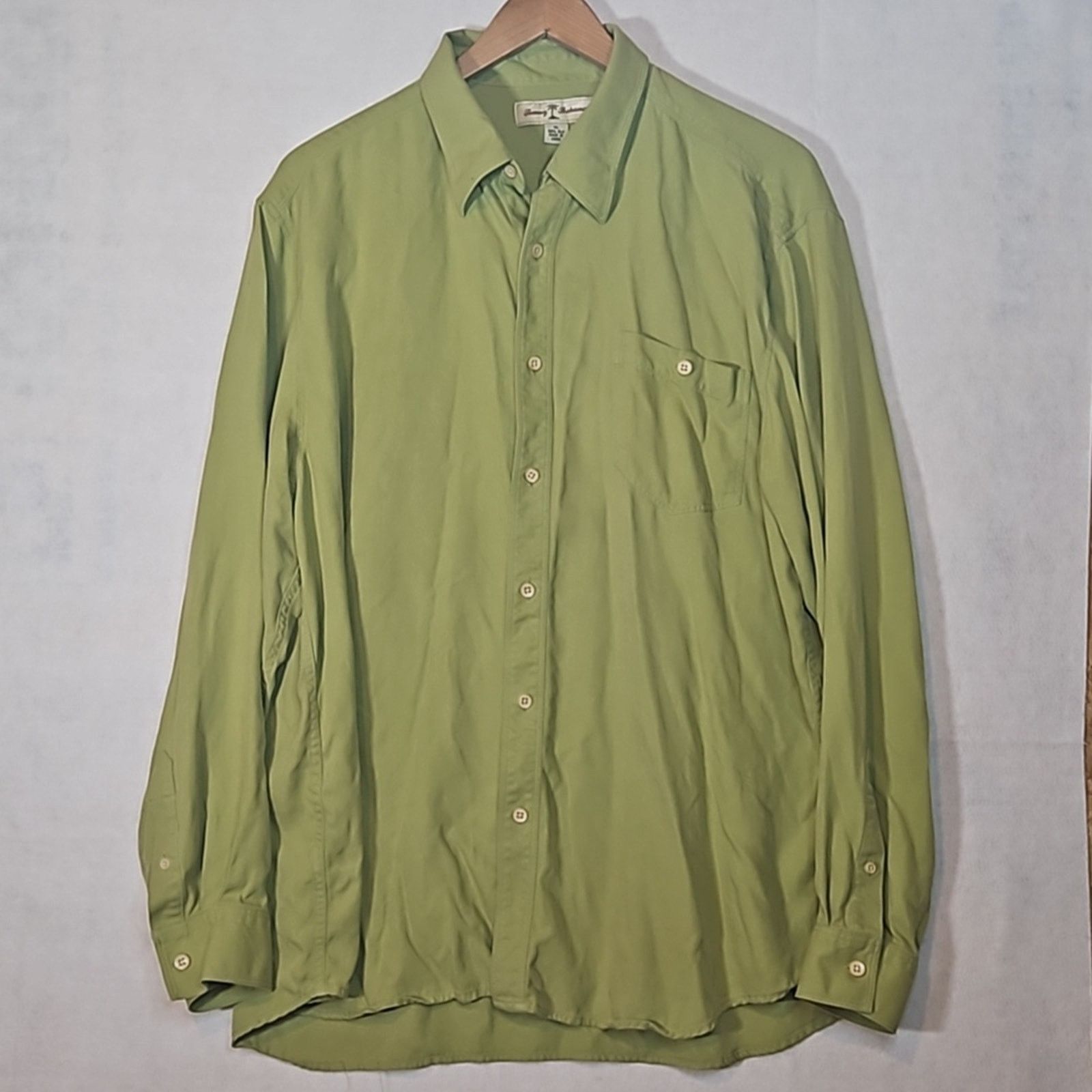 Tommy Bahama Tommy Bahama Lime Green Silk Button Down Long Sleeve Shirt Size US XL / EU 56 / 4 - 1 Thumbnail