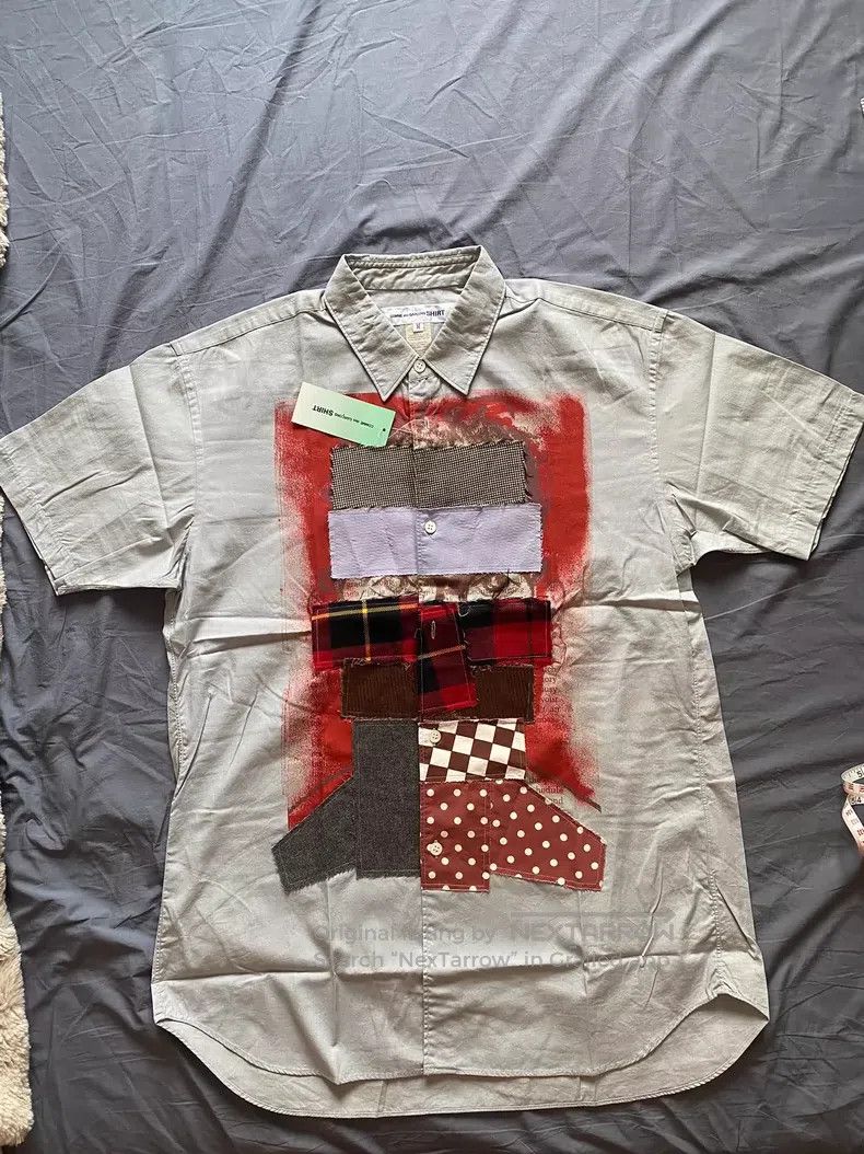 Comme Des Garcons Gray Composite Material Patchwork Shirt
