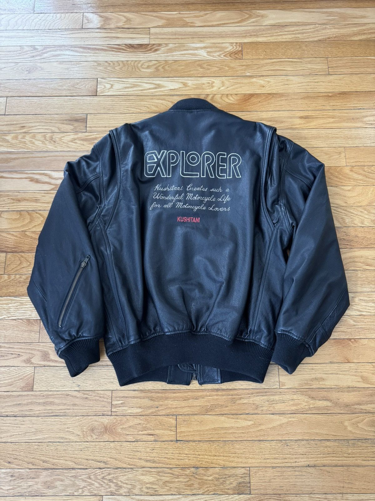 Vintage Vintage Kushitani Leather Explorer Bomber Jacket Size US L / EU 52-54 / 3 - 2 Thumbnail