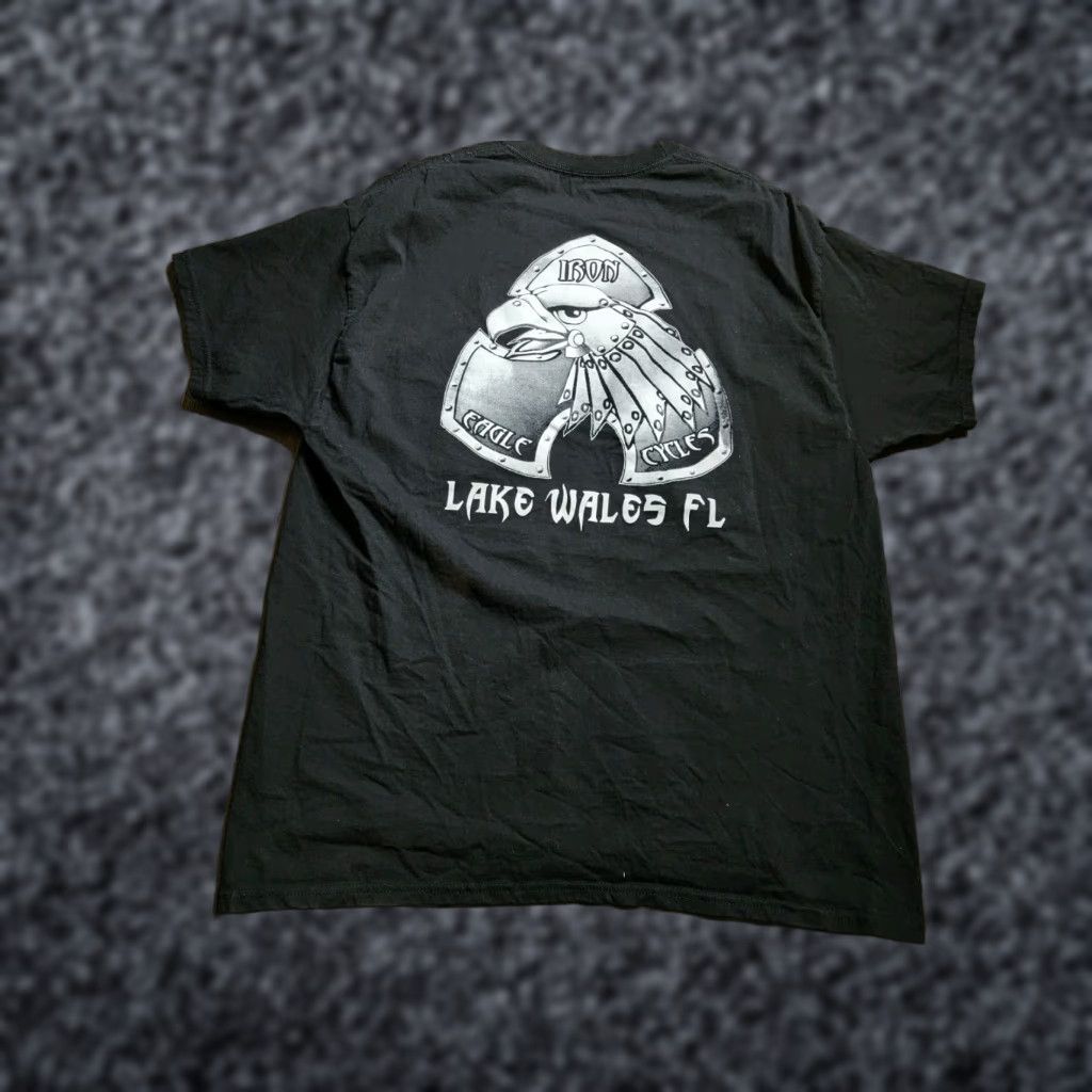 Hanes Hanes Men's XL Iron Eagle Cycles Motorcycle T-Shirt Black Double-Sided Size US XL / EU 56 / 4 - 1 Thumbnail