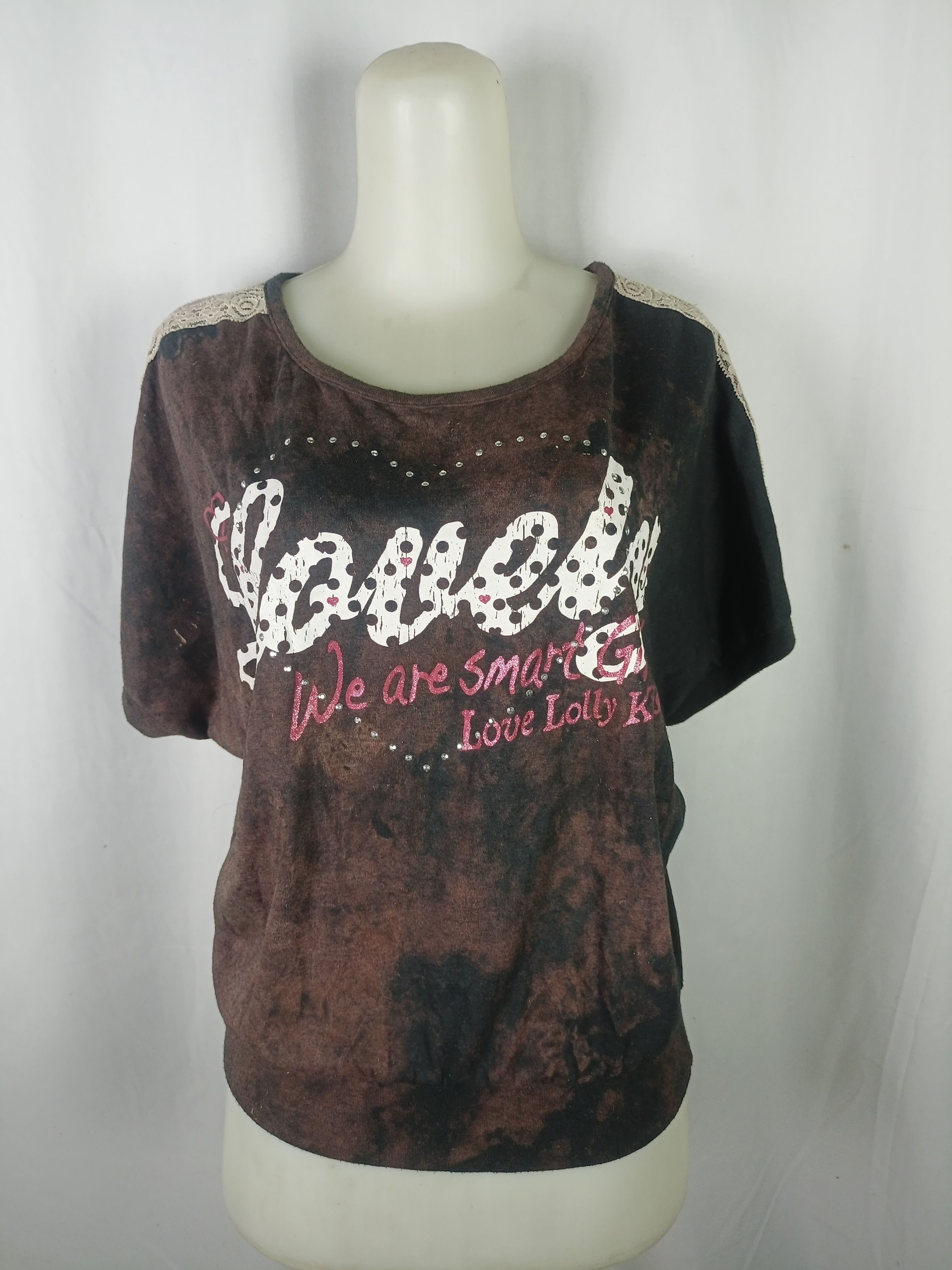 If Six Was Nine × Japanese Brand × Vintage ❤️LOVE LOLLY ❤️Tie Die Batwing Short T-Shirt Size L / US 10 / IT 46 - 1 Thumbnail