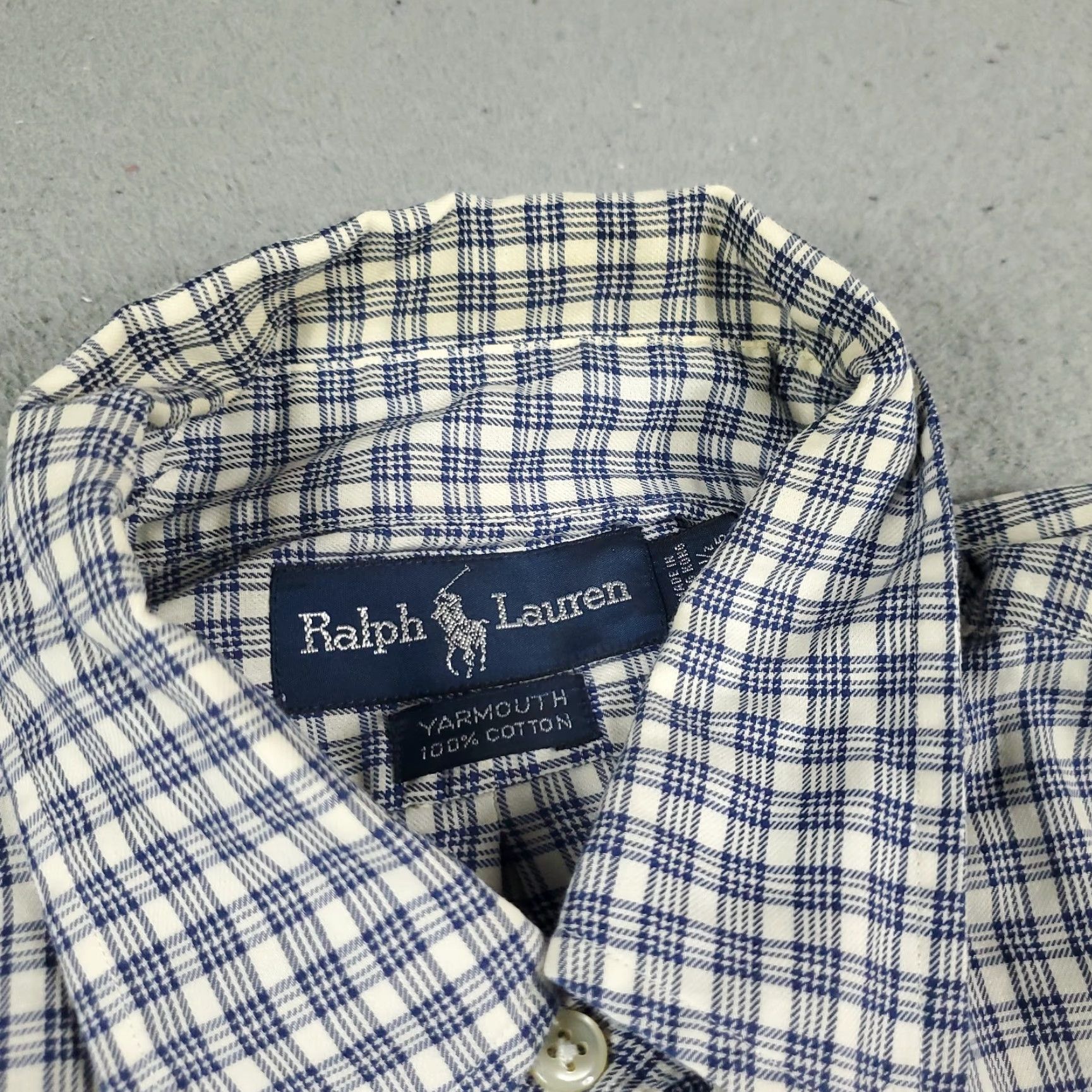 Ralph Lauren Ralph Lauren Shirt Mens 15.5 Blue Plaid Pony Dress Button Up Long Sleeve STAINED Size 40R - 5 Thumbnail
