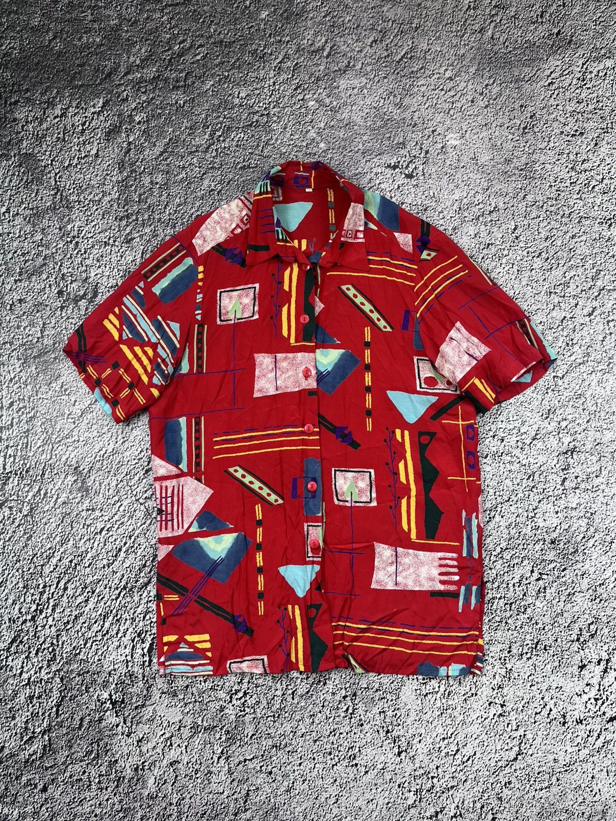 Vintage Vintage 80s Abstract Print Hawaiian Shirt like Dior Kapital Size US M / EU 48-50 / 2 - 1 Thumbnail
