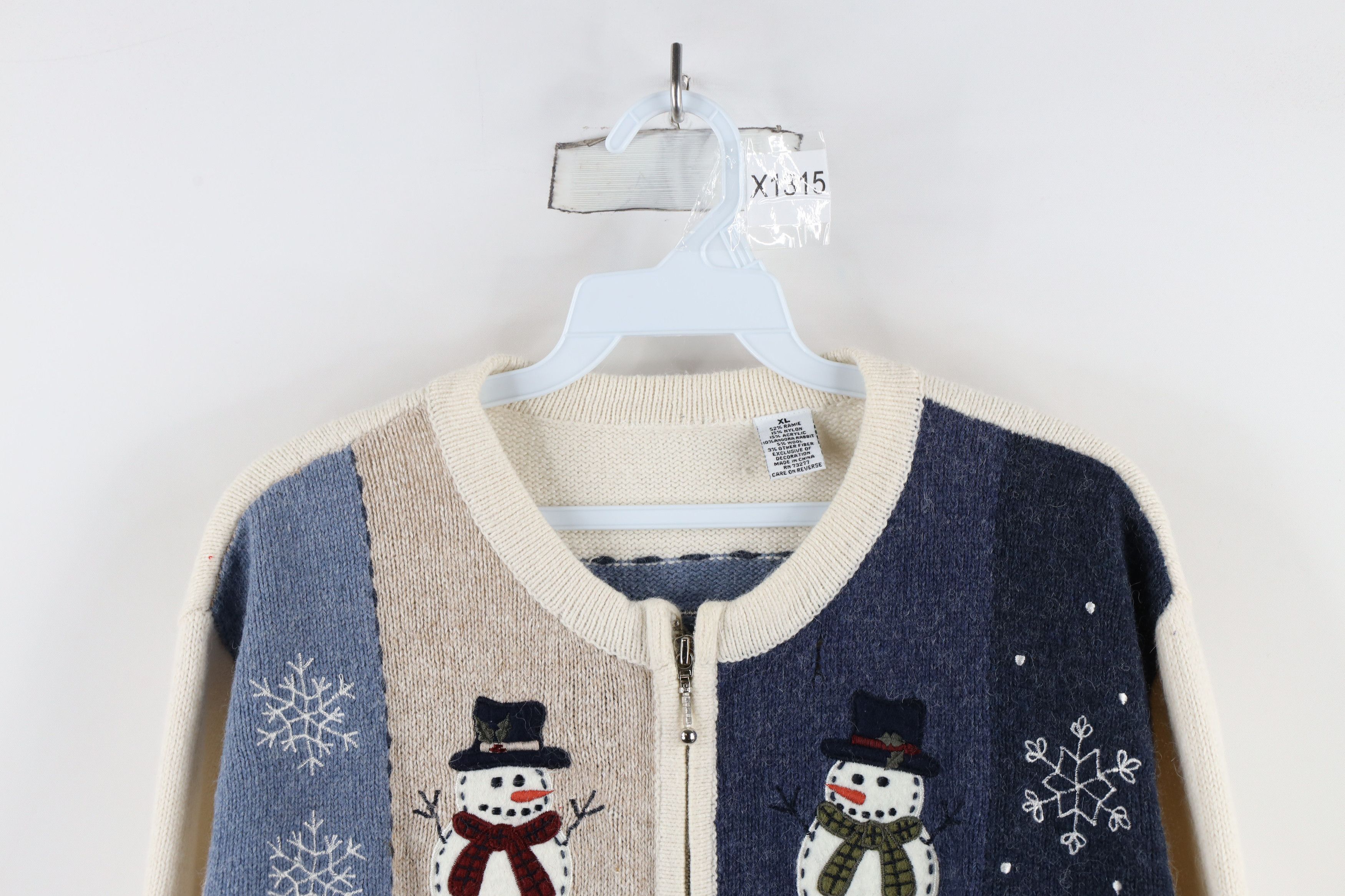 Vintage Vintage 90s Streetwear Christmas Full Zip Cardigan Sweater Size XL / US 12-14 / IT 48-50 - 2 Thumbnail