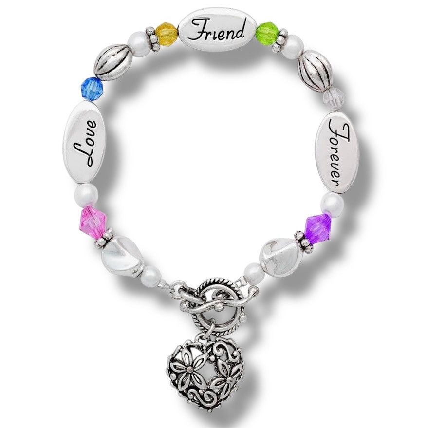 Other Love, Friend, Forever beaded heart charm bracelet Size ONE SIZE - 2 Thumbnail