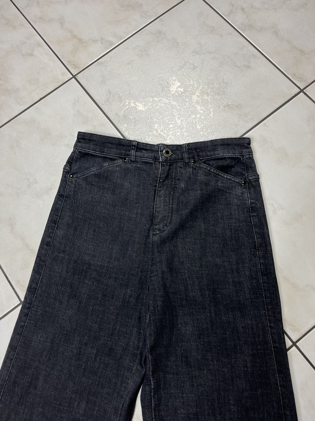 DOROTHEE SCHUMACHER × Designer Dorothee Schumacher flared dark goth denim jeans pants baggy Size 26" / US 2 / IT 38 - 3 Thumbnail