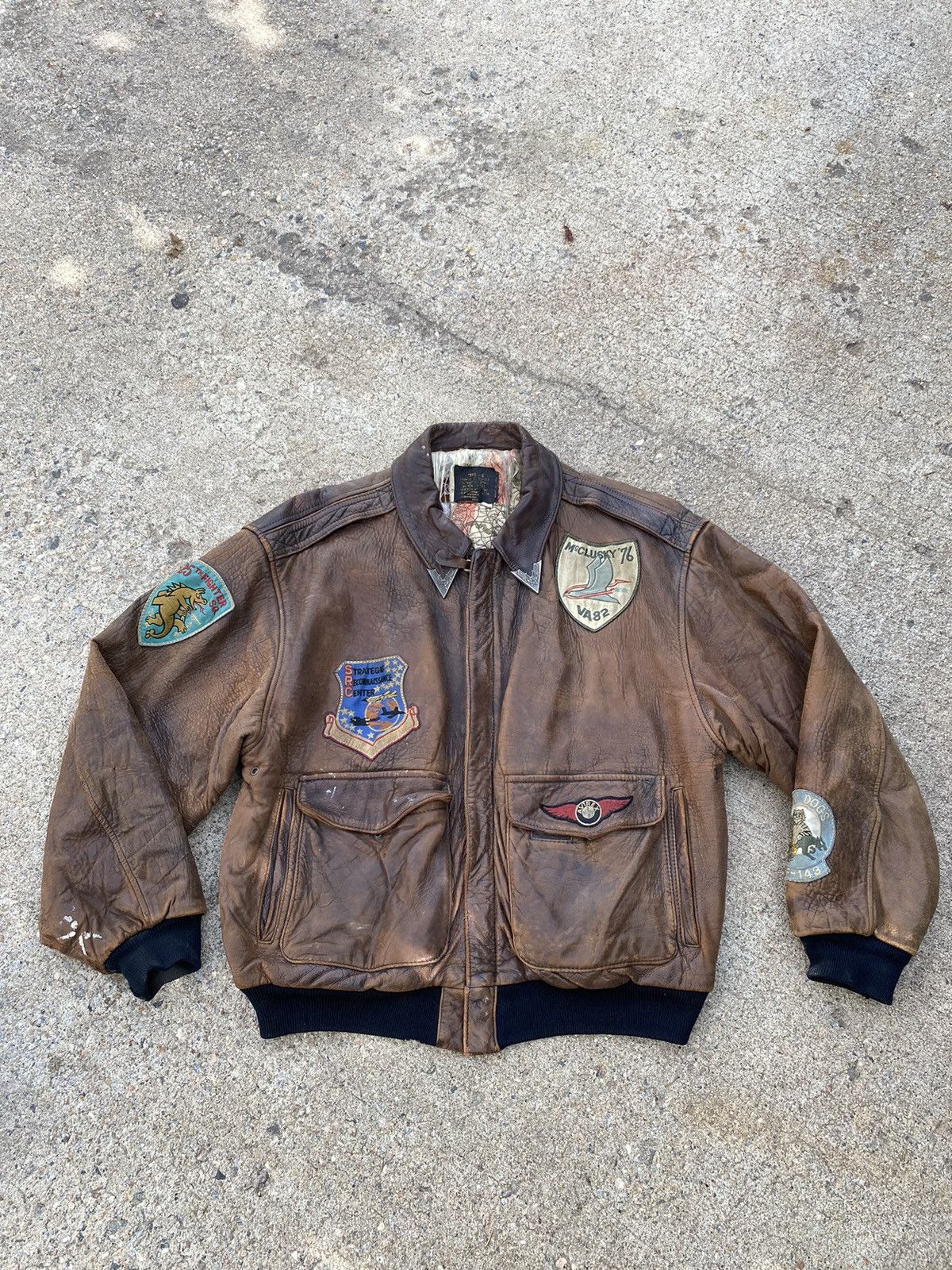 Vintage Vintage 70s Avirex military flyers Leather Jacket type A-2 ...